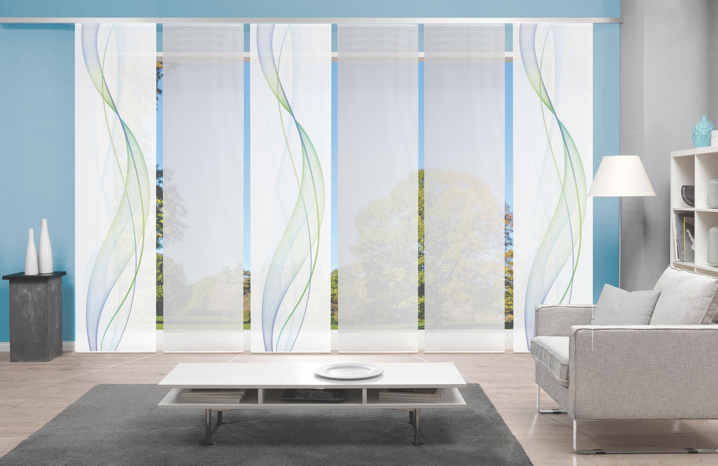 Image of Vision S Schiebegardine "6ER SET HEIGHTS" Paneelwagen 6 Stk. tlg. HxB: 260x60, Schiebevorhang 6er Set Digitaldruck