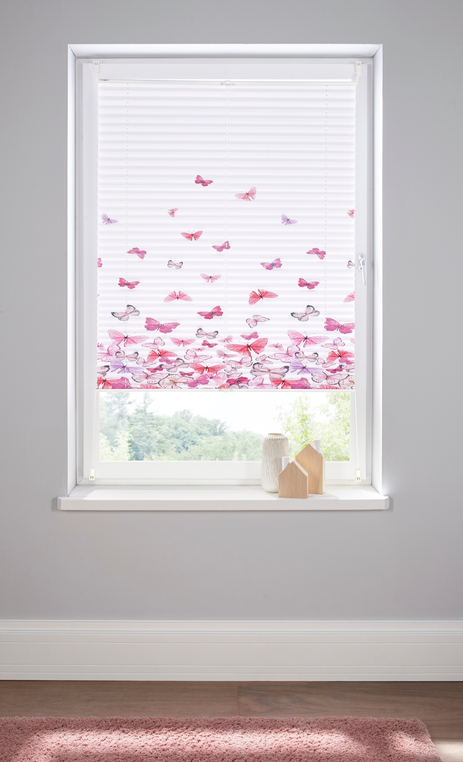Image of Home affaire Plissee »Indio«, Lichtschutz, ohne Bohren, verspannt, im Fixmass, Schmetterlinge, bunt, bedruckt, Klemmträger, Lichtschutz, ohne Bohren, glatt, in verschiedenen Grössen bei Ackermann Versand Schweiz