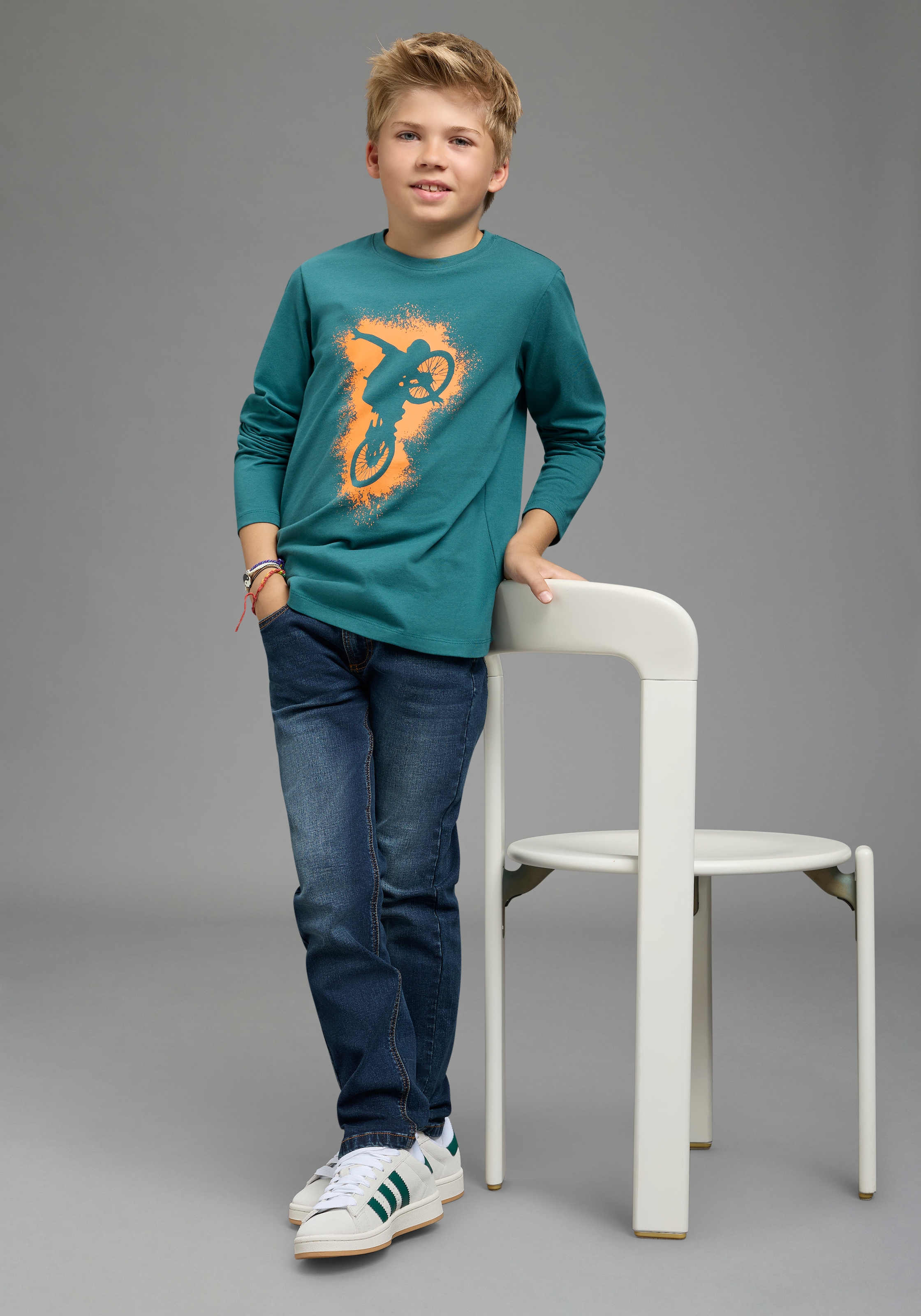 KIDSWORLD T-shirt à manches longues »BIKER« , imprimé décontracté pour garçons