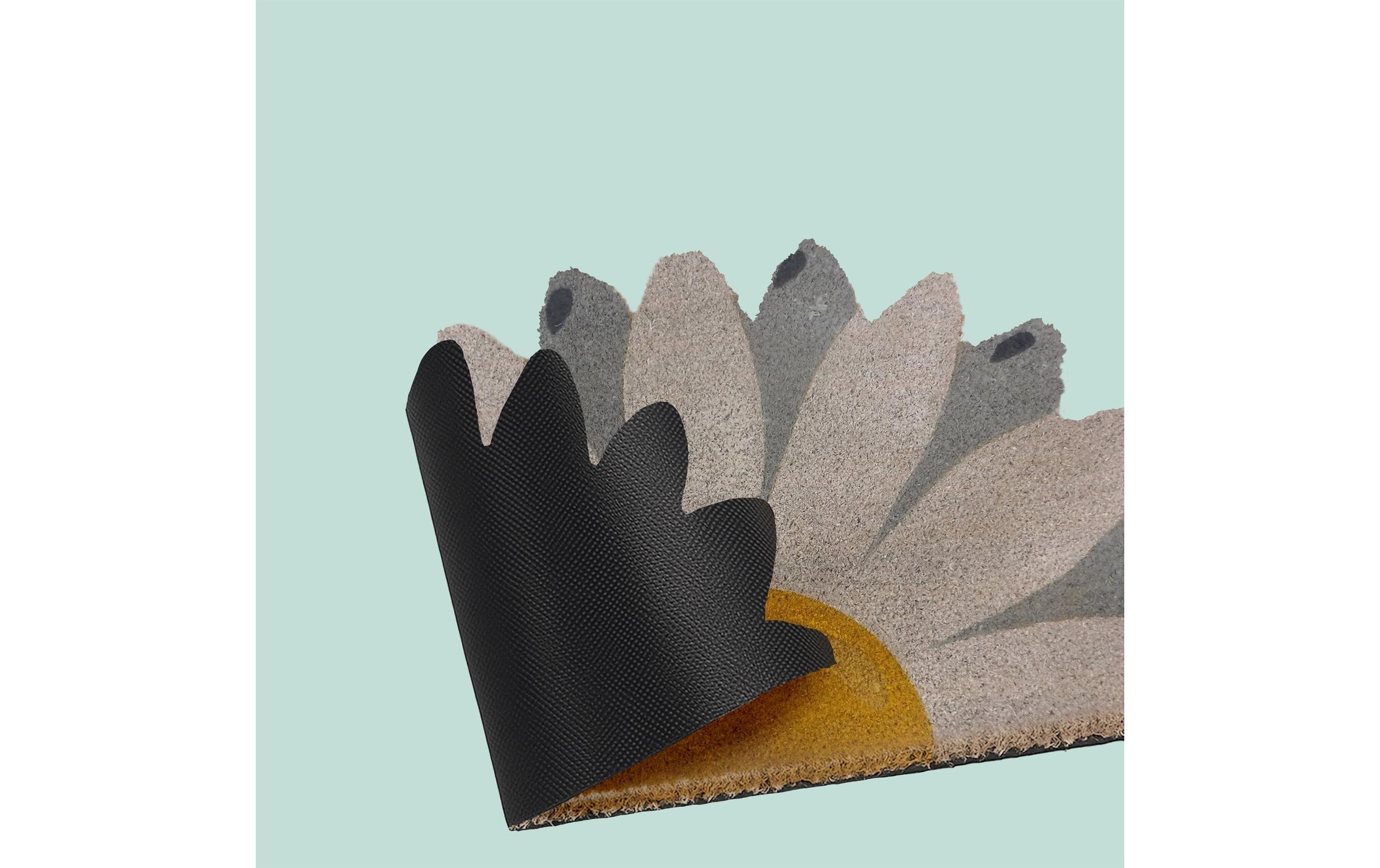 Image of relaxdays Fussmatte "Sonnenblume 80 x 50 cm" halbrund