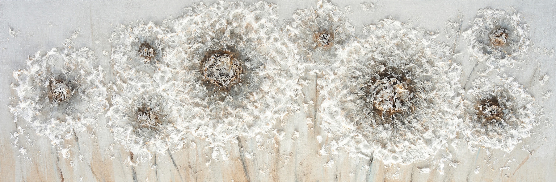 Image of Bönninghoff Ölgemälde "handarbeit BLUMEN 40x120 cm – Wandbild Kunst Deko modern" Blumen Blumenbilder Natur 1 Stk. tlg. handgefertigt, jedes Bild ein Unikat