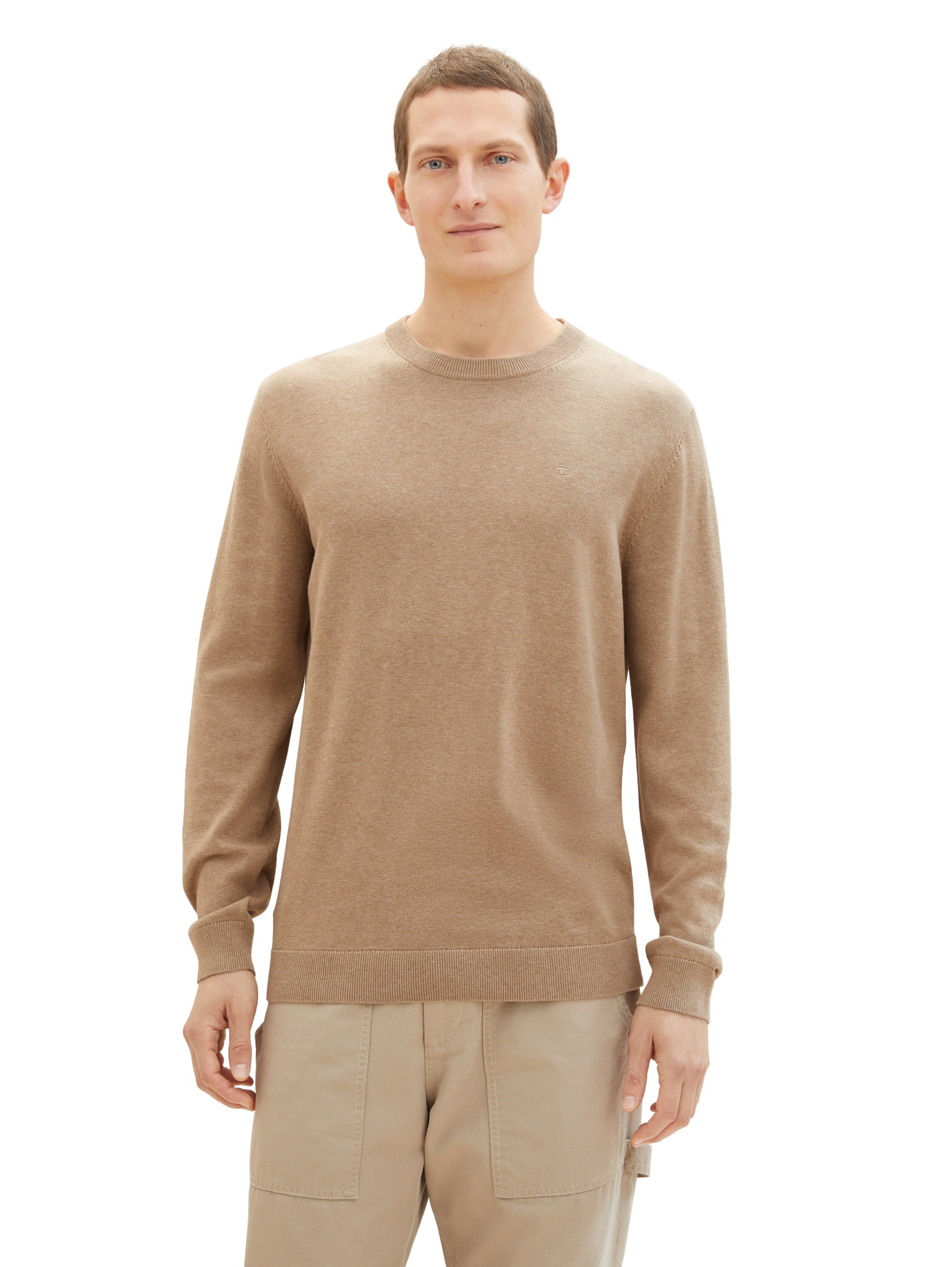 TOM TAILOR Rundhalspullover, mit Logostickerei