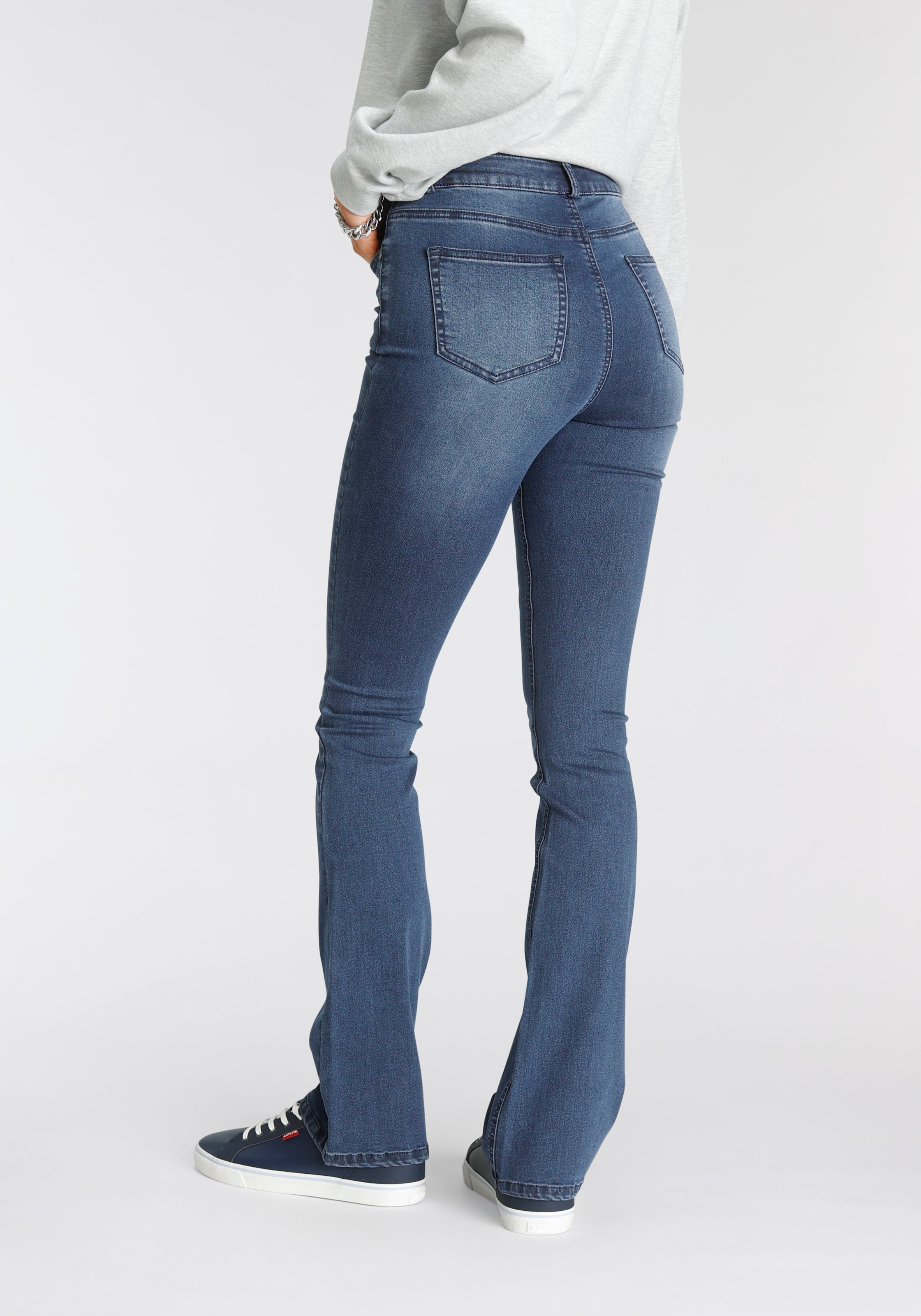 mit Knopfleiste bestellen versandkostenfrei durchgehender Waist »Ultra Bootcut-Jeans High Stretch«, Arizona ♕