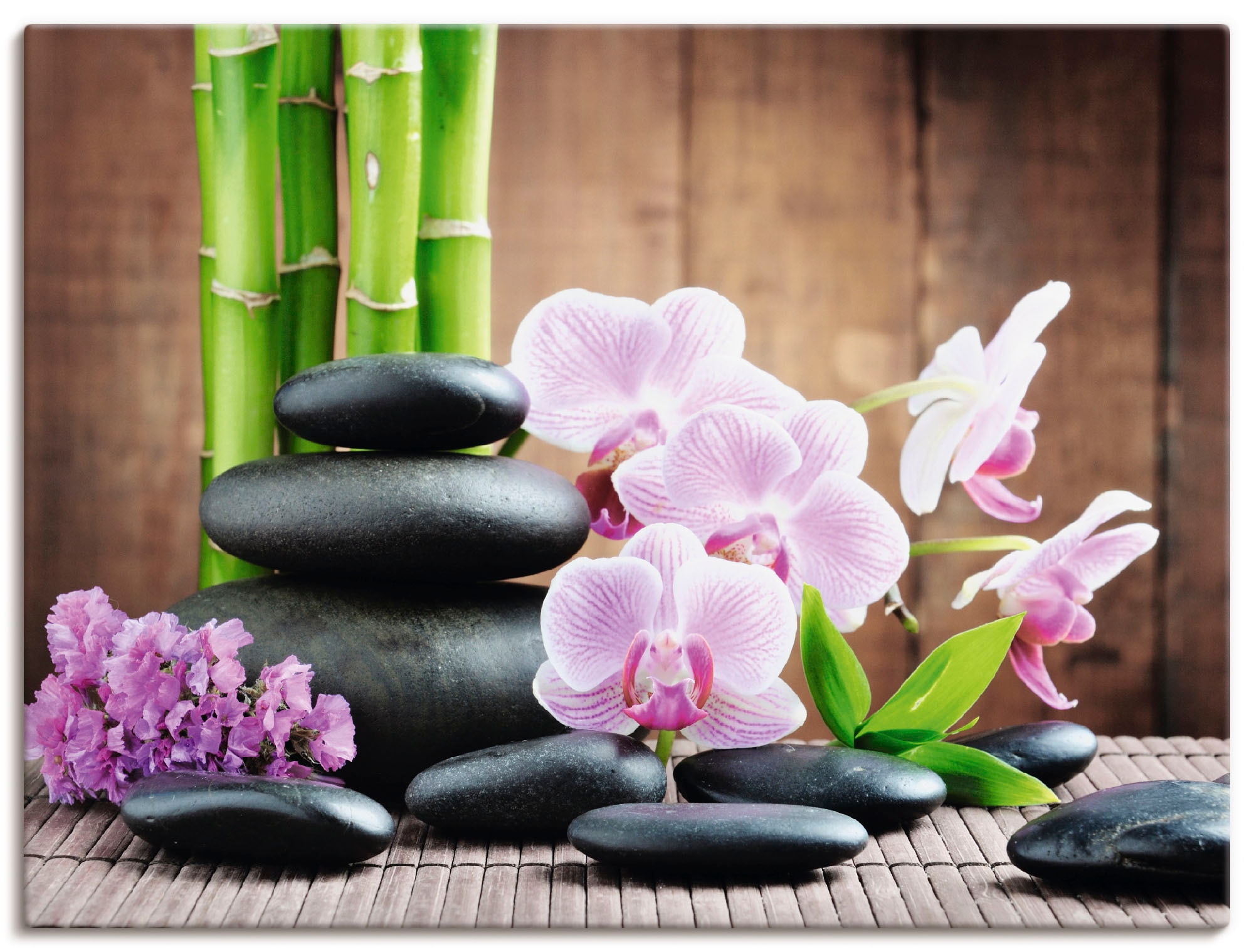 Zen, Konzept »Spa oder Alubild, als Leinwandbild, Wandbild Artland (1 St.), Zen kaufen Grössen Wandaufkleber günstig in versch. Poster Orchideen«, Steinen