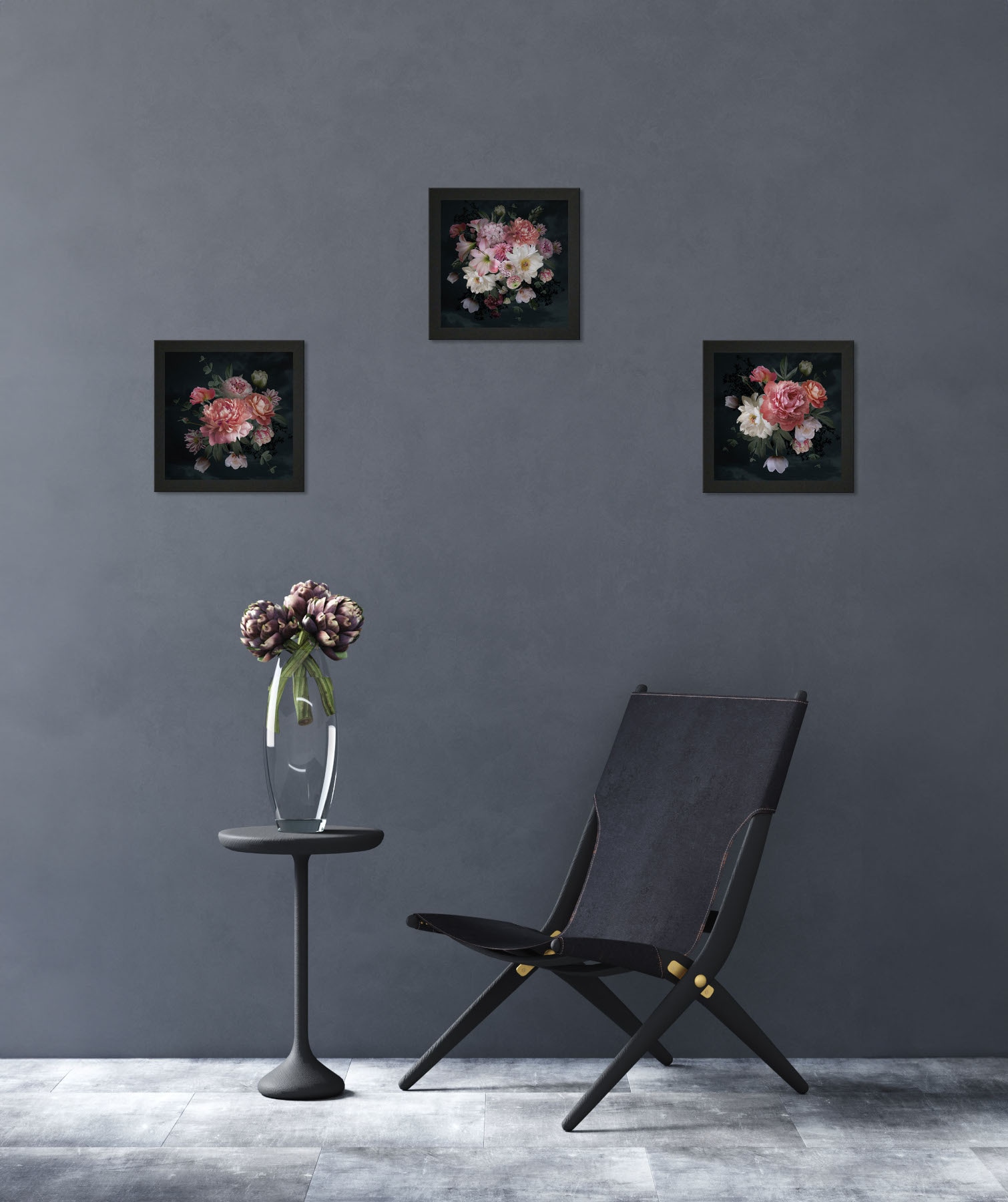 Bönninghoff Bild mit Rahmen »3er-Set gerahmte Bilder BLUMEN 3x23x23 cm – Deko modern« Blumen Set, 1 Stk. tlg. mehrteiliges Bilder-Set, harmonisch aufeinander abgestimmt