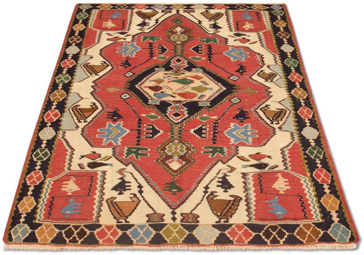 Image of morgenland Wollteppich »Kelim Teppich handgewebt rot«, rechteckig, 6 mm Höhe, Kurzflor bei Ackermann Versand Schweiz