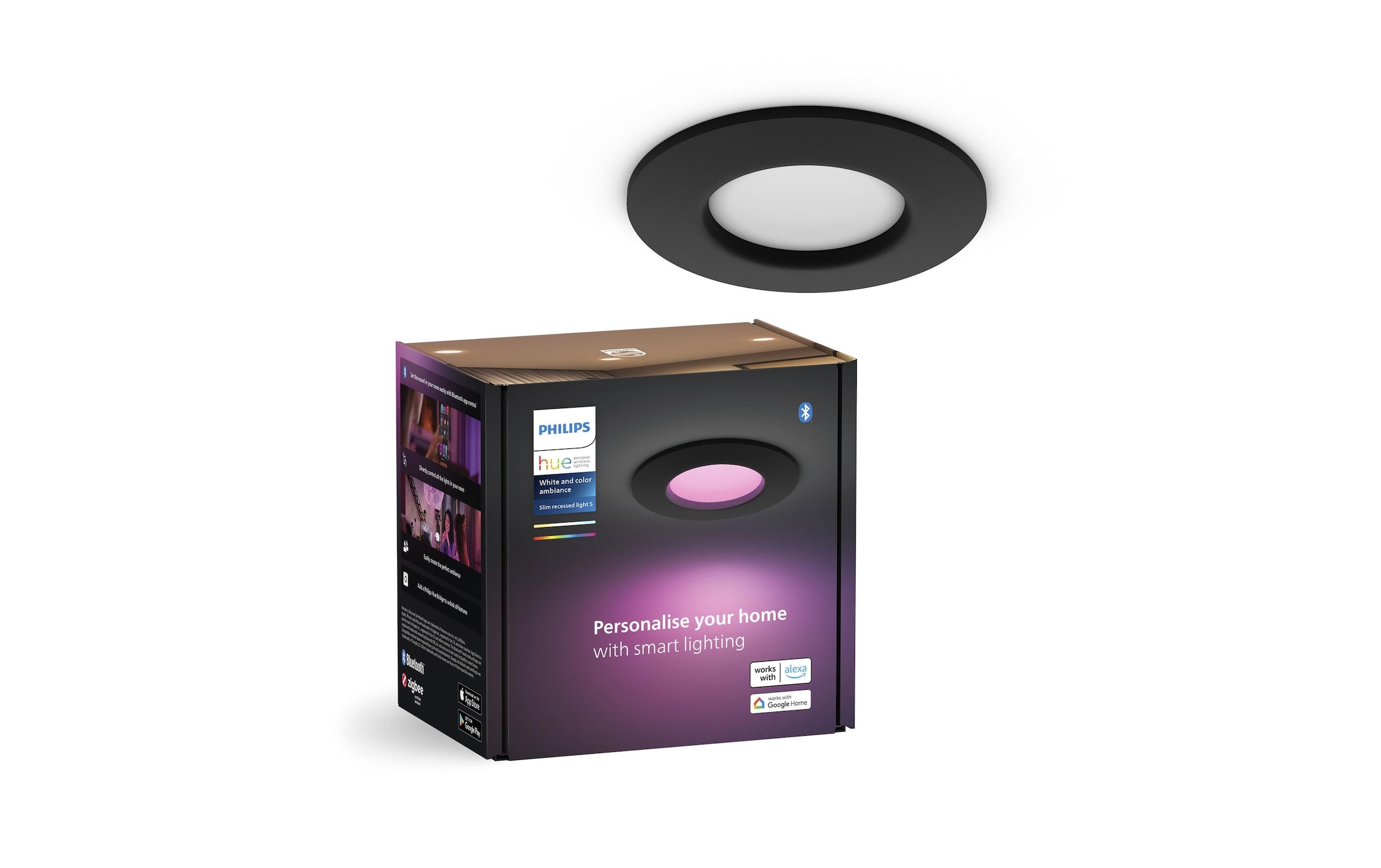 Philips Hue LED Deckenleuchte »White & Color Ambiance Slim Recessed 90 mm schwarz«