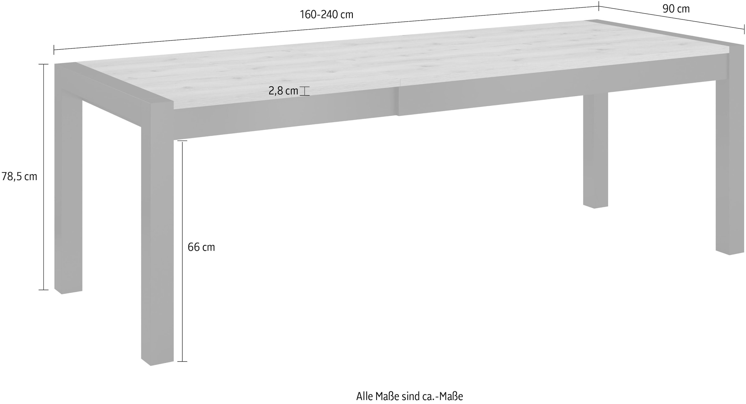 Home affaire Esstisch »Aktiv«, (B/T/H): 160-240/90/78,5 cm, Ausziehbar von 160 cm bis 240cm