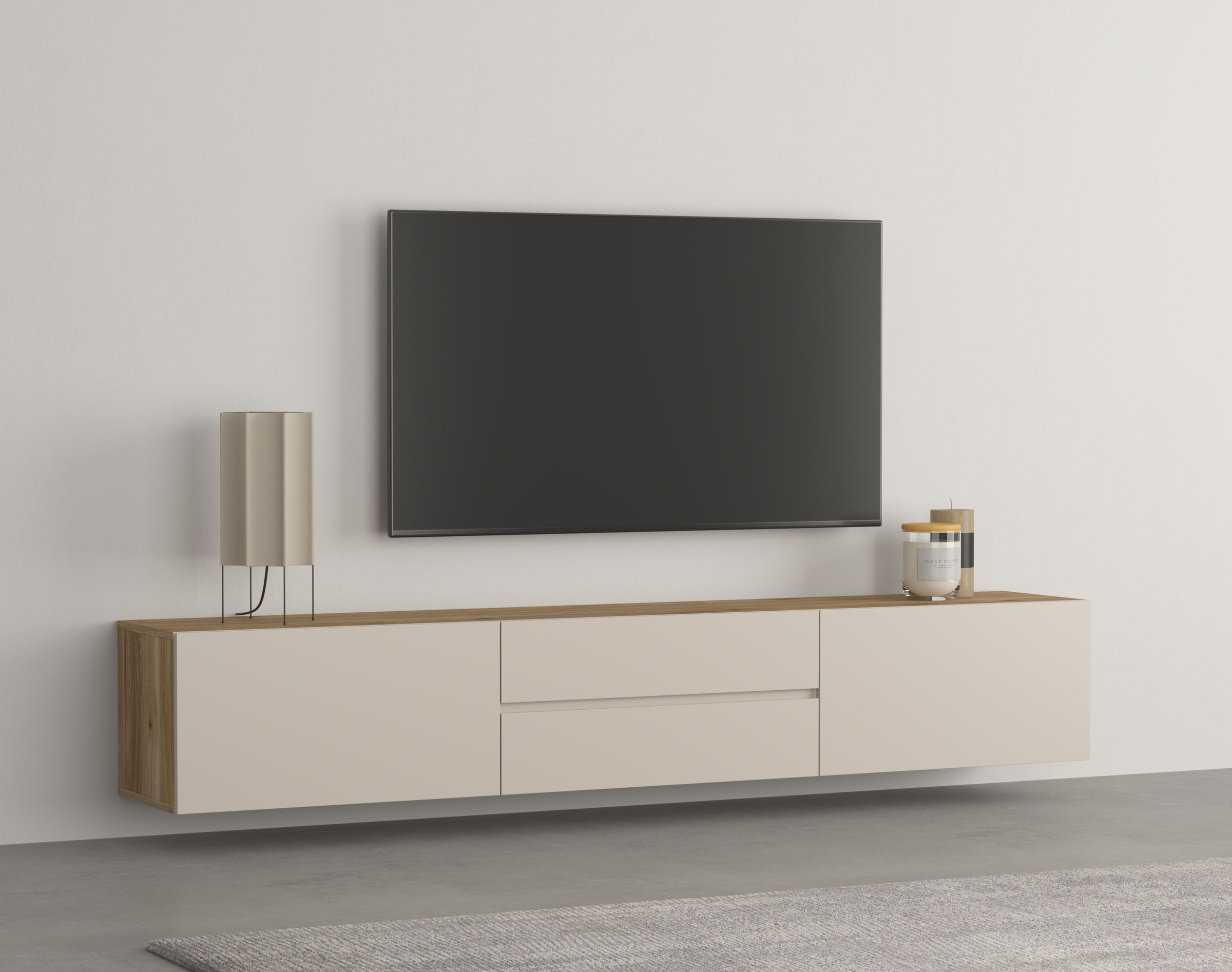 Image of GOODproduct Lowboard "Criss, Breite 200 cm, moderne grifflose TV-Kommode" TV-Kommode, TV-Schrank, hängend und stehend montierbar