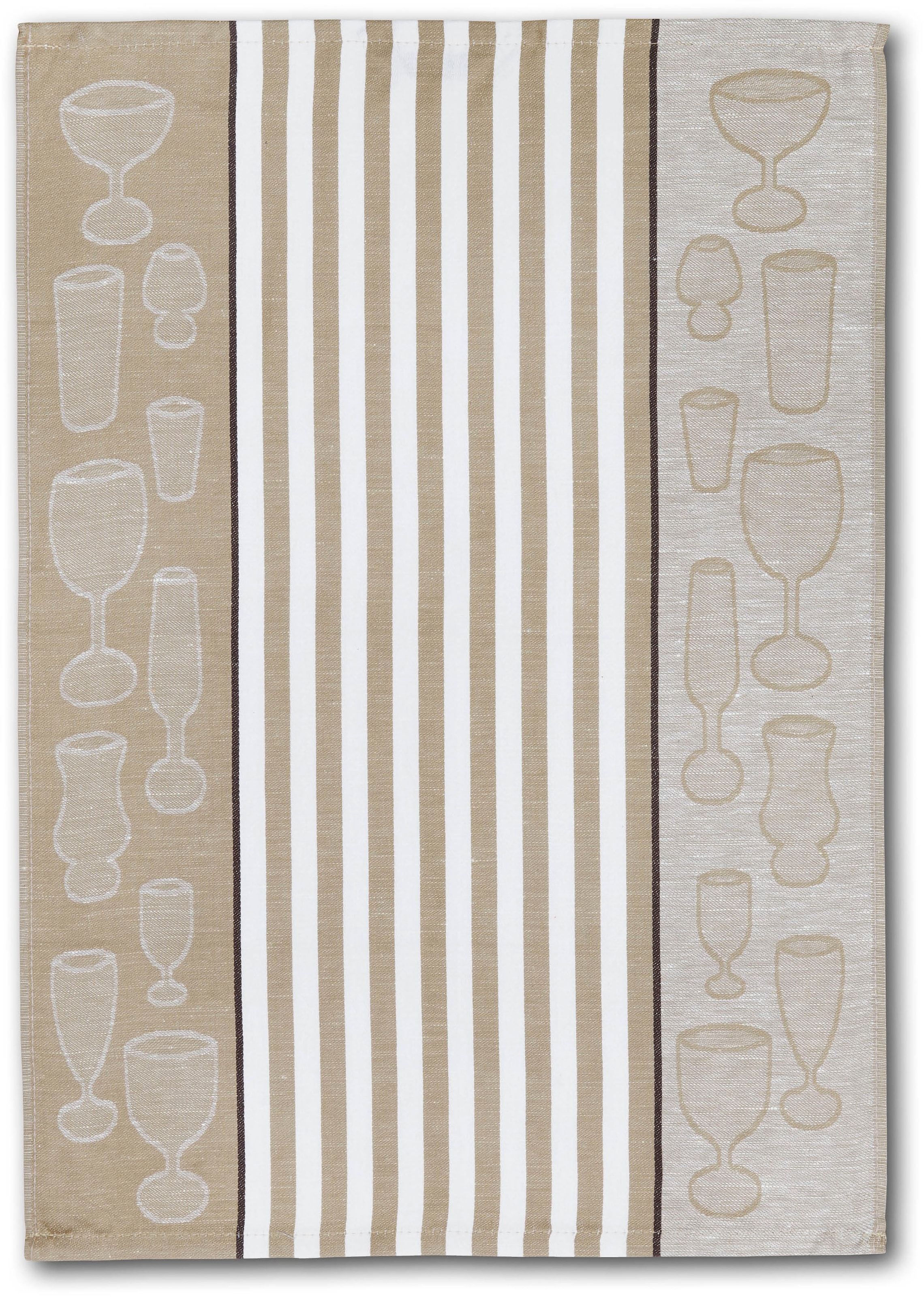 Dyckhoff Geschirrtuch »Gläser / Halbleinen« mit Gläser & Streifen Motiv, Masse je Tuch ca. 50x70 cm