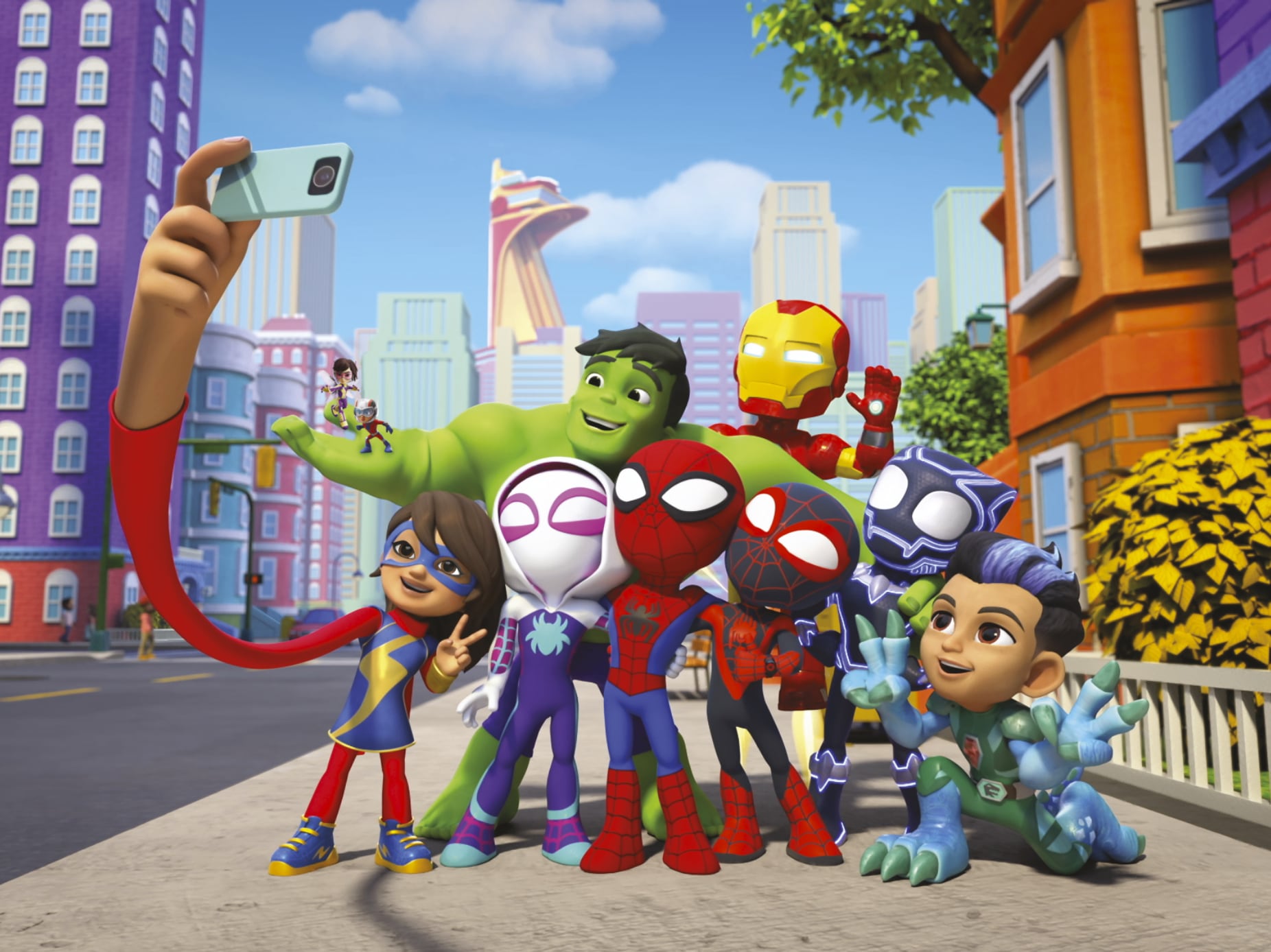 Komar Leinwandbild »Spidey and His Amazing Friends Selfie - Grösse 40 x 30 cm«, Comic, (1 St.), Keilrahmenbild mit Echtholzrahmen, Kinderzimmer