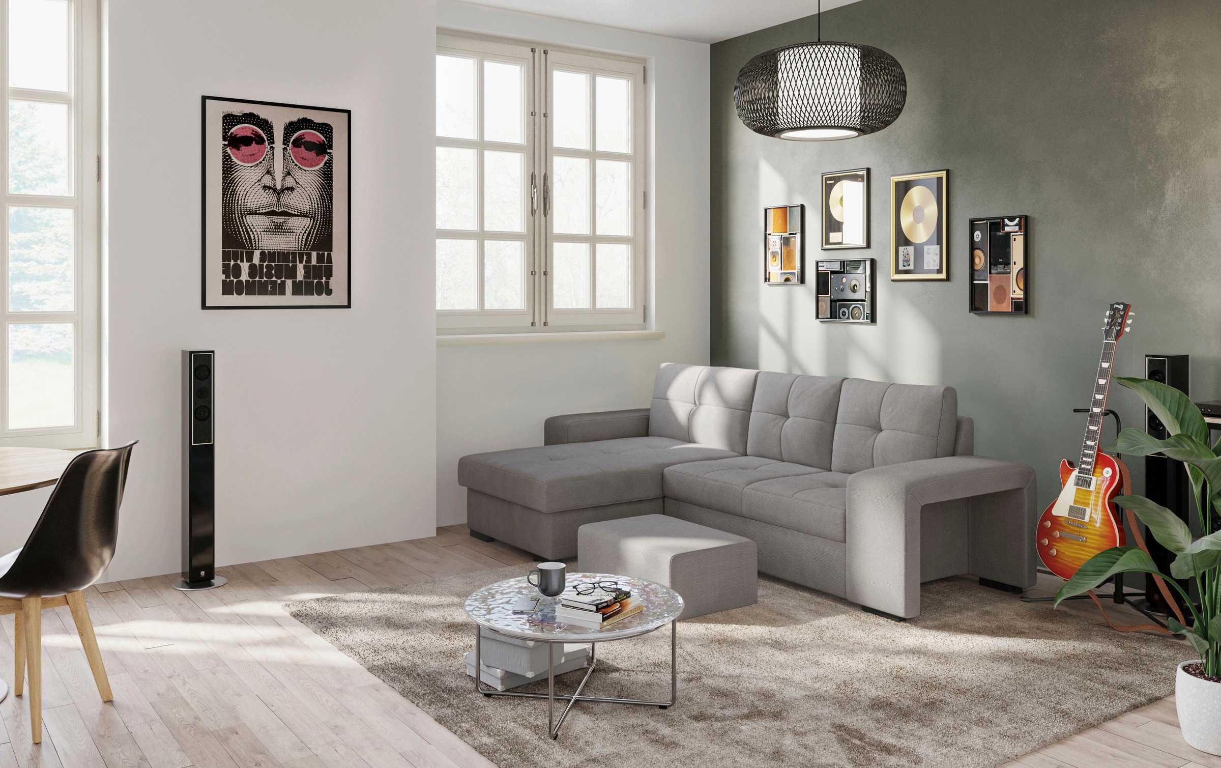 COTTA Ecksofa »Mattina L-Form«, mit Hocker, wahlweise mit Bettfunktion & Bettkasten