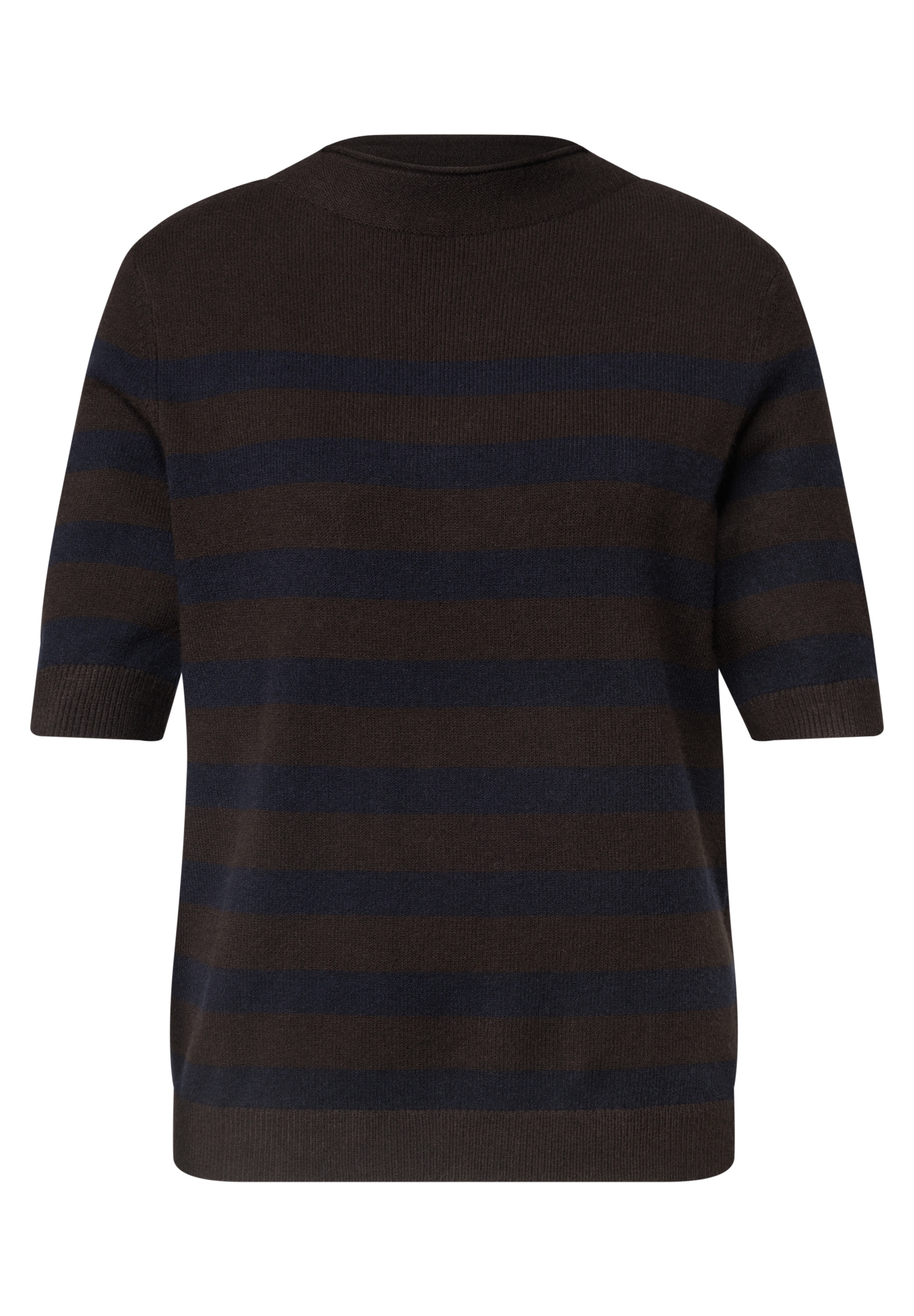 STREET ONE Strickpullover Kurzarm Pullover mit Turtle Neck / getreift