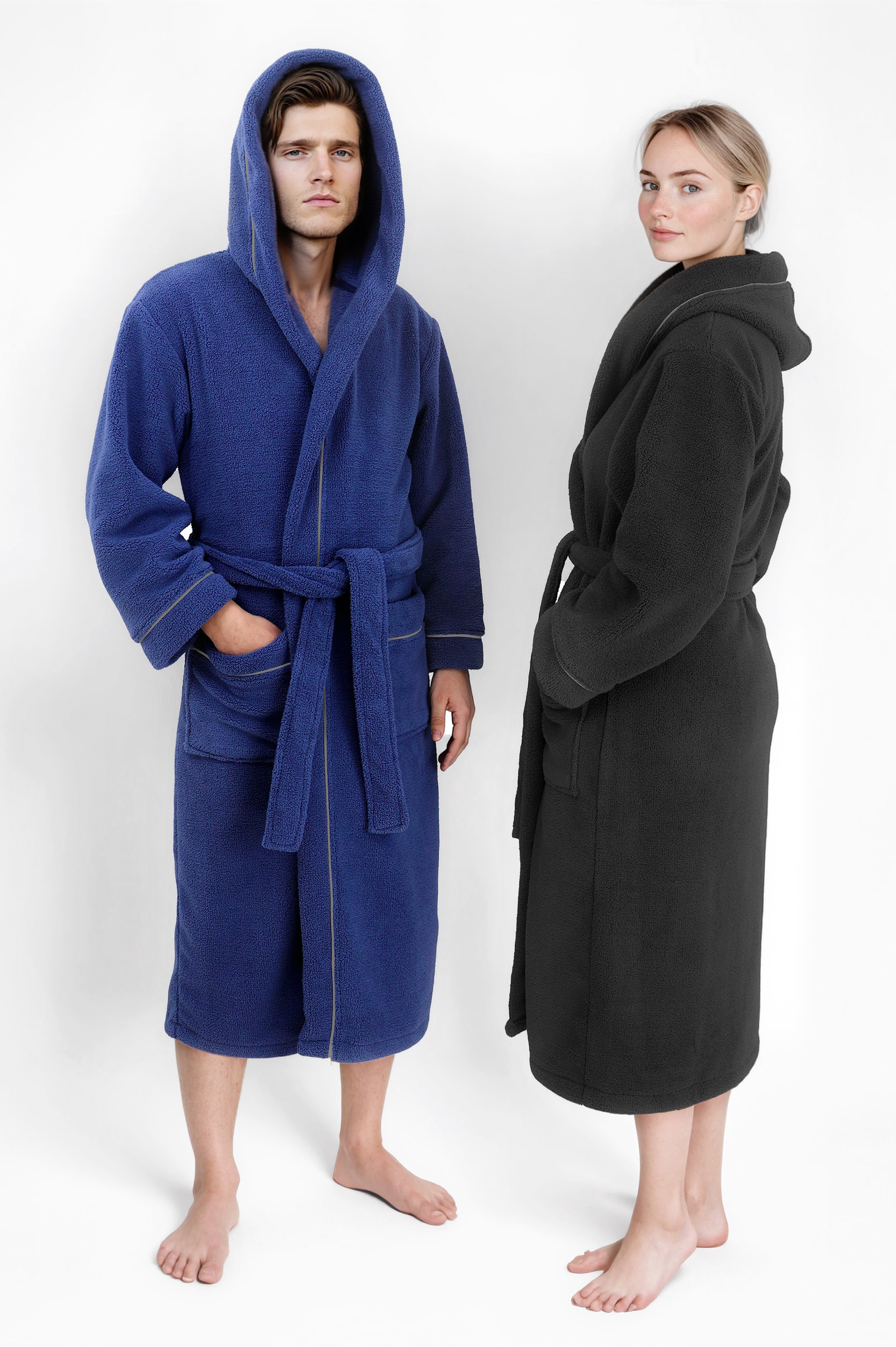 my home Unisex-Bademantel »Lillou, ideal für Sauna & Spa, Hotelbademantel, Morgenmantel«, (1 St.), kuschelig weicher Fleece, plüsch, für Damen und Herren, XS-3XL