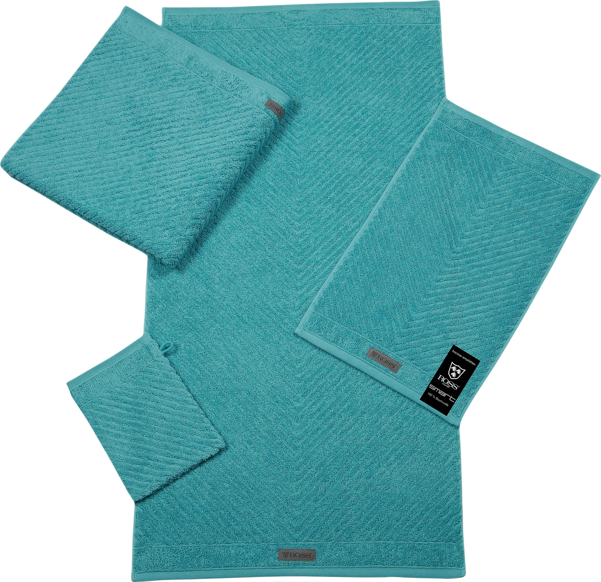 ROSS Gant de toilette »Smart« Uni-Rippe mit Velourslabel