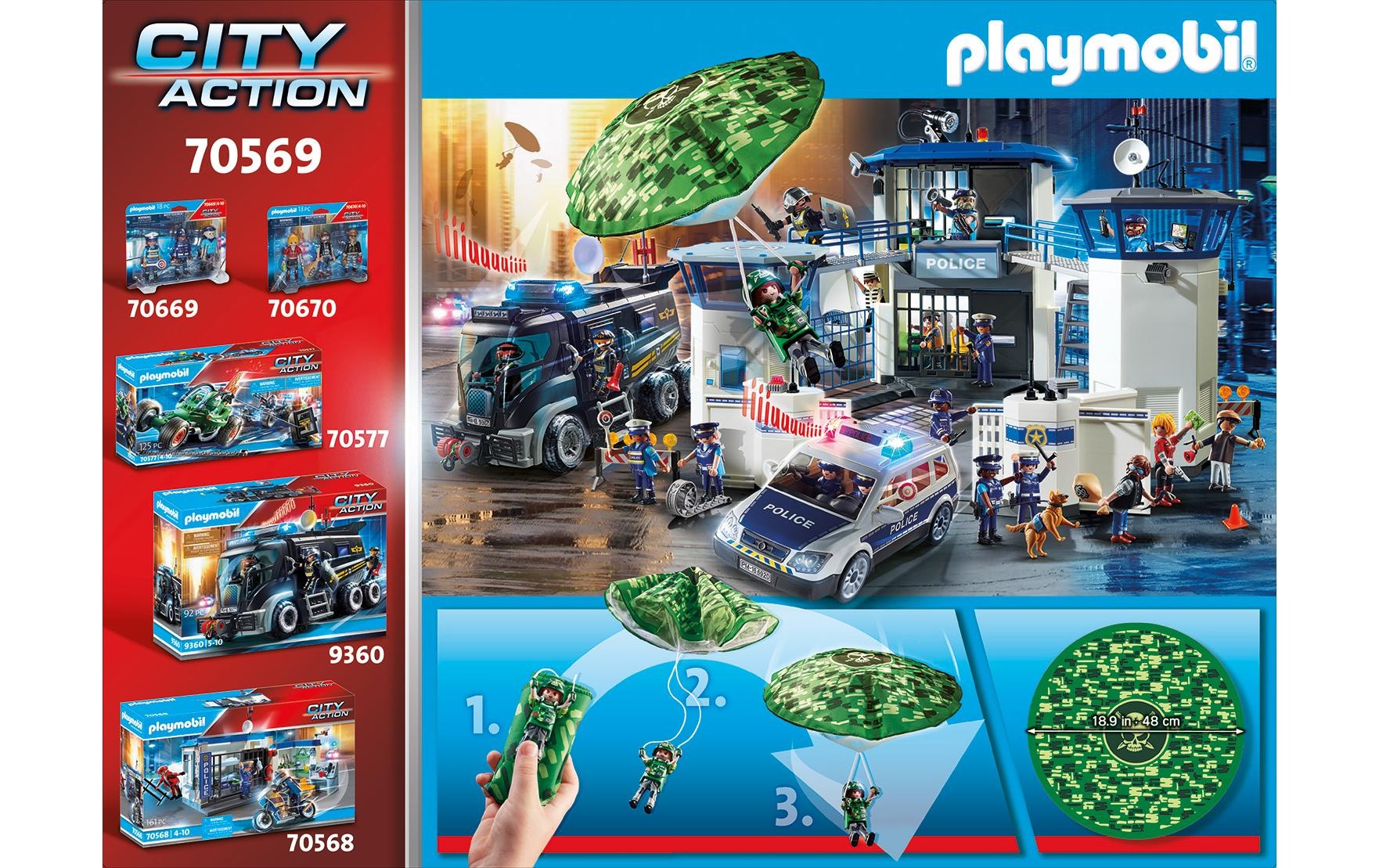 Playmobil® Spielbausteine »City Action Polizei-Hubschrauber:Fallschirm-Verfolgung 70569«, (19 St.)