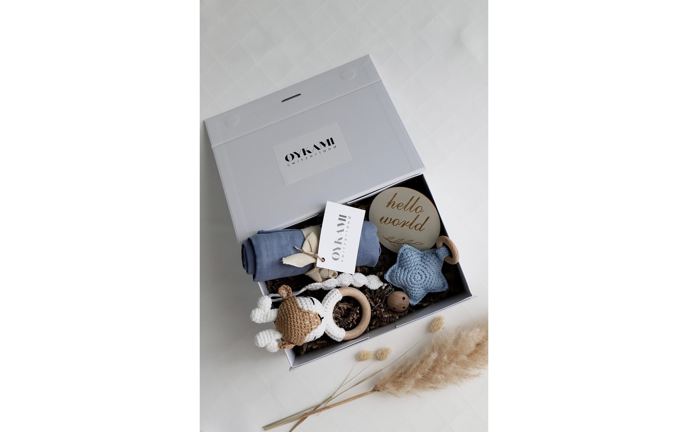 Image of Babypflege-Set "Oykami Fidschi Blau mit Elch" Holzart: Buche (Fagus sylvatica) - China