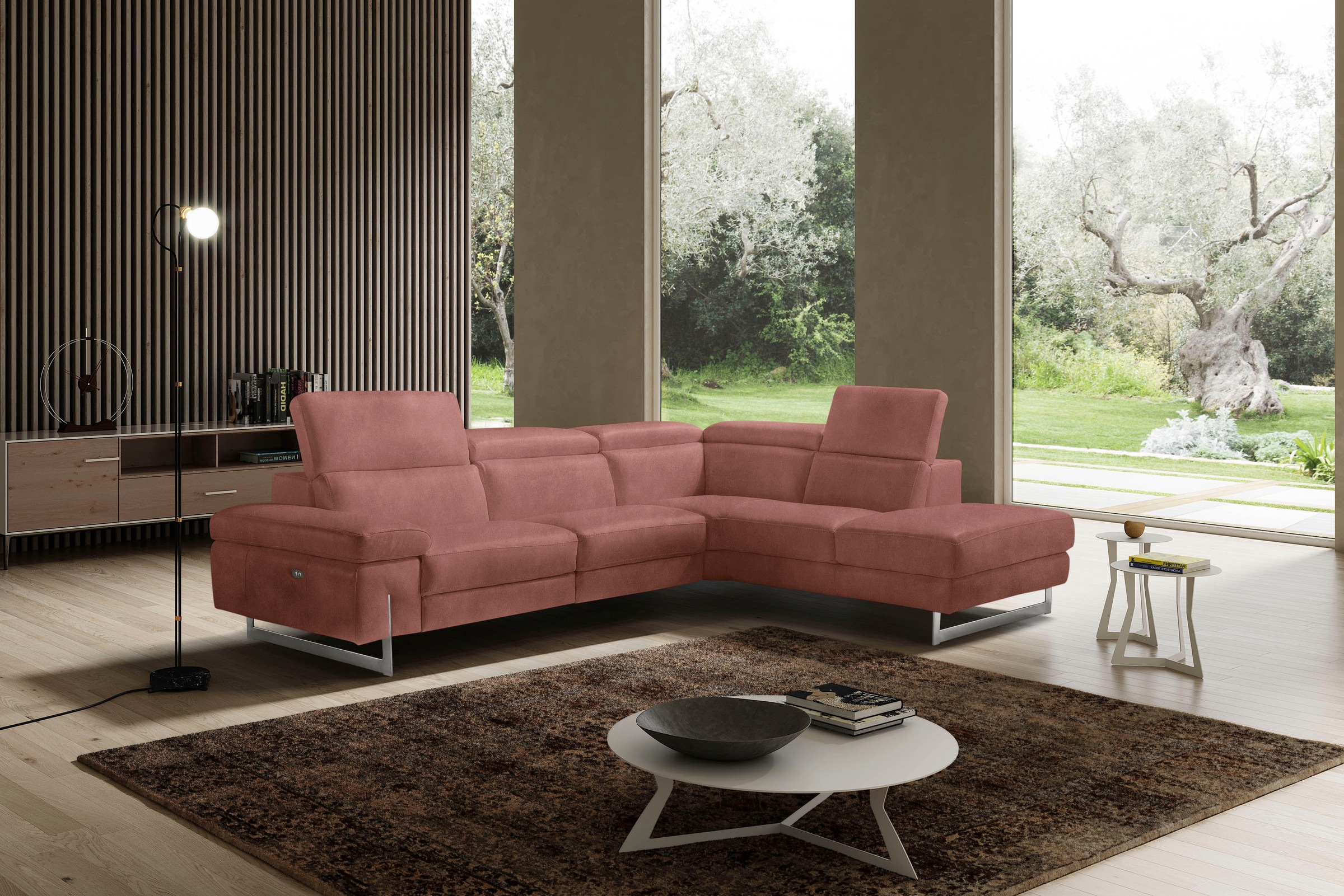 Egoitaliano Canapé d'angle »Candice, elegant, edel und bequem, erstklassiger Sitzkomfort, L-Form« inkl. 2 elektrischer Relaxfunktionen, Bedienung über Taste an Armlehne