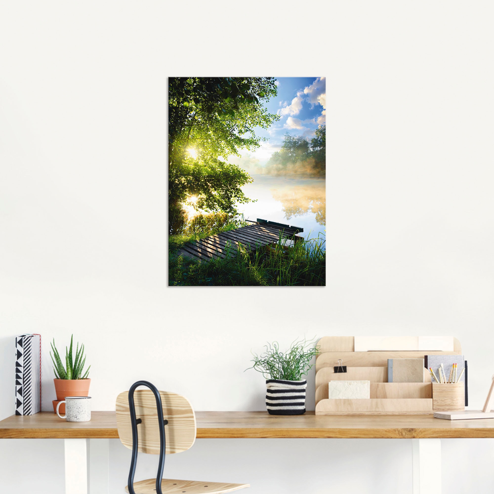 Artland Wandbild »Angelsteg am Morgen« Gewässer 1 Stk. tlg. als Alubild, Leinwandbild, Poster in verschied. Grössen