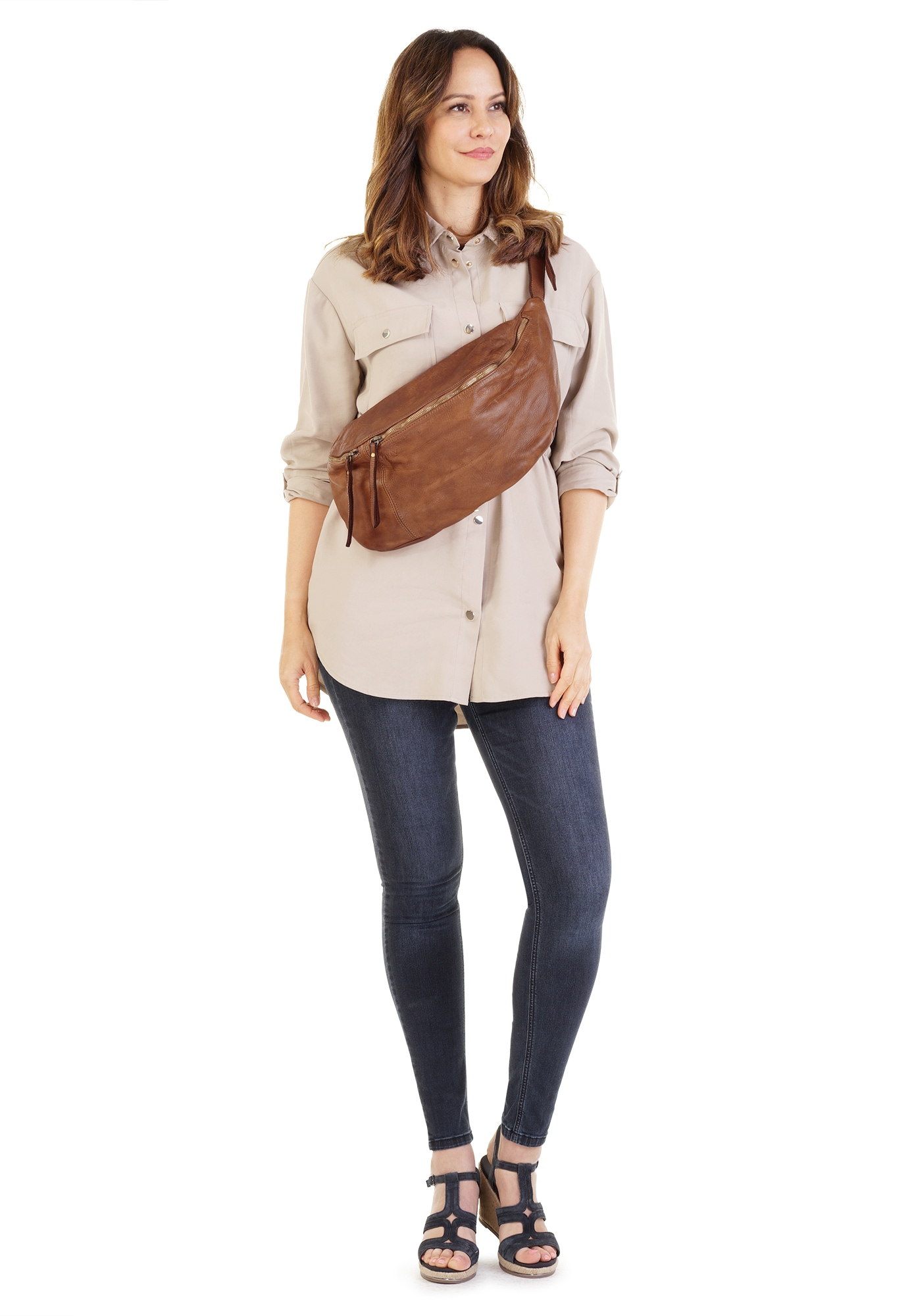 forty° Umhängetasche echt Leder, Made in Italy