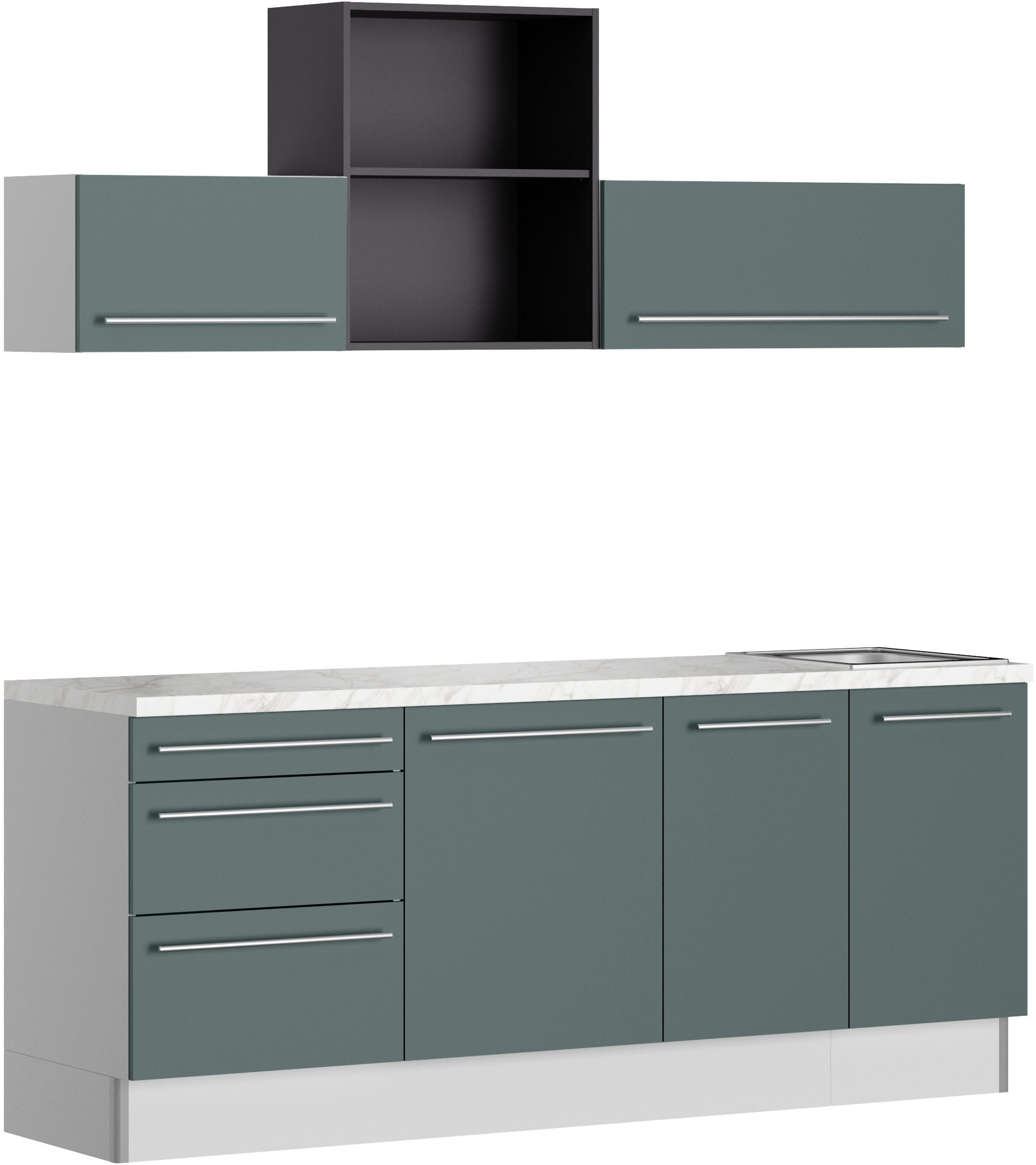 Image of KOCHSTATION Küche "KS-Bern2" Breite 210 cm, wahlweise mit E-Geräten, mit Regal