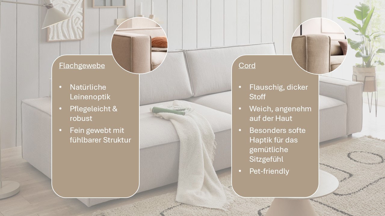 Home affaire Canapé Big »NEU: SHERWOOD XXL, Big-Sofa (316cm), extra tiefe Sitzfläche 95 cm« bequemer Sitzkomfort, Cord u. Leinenoptik, Kedernaht