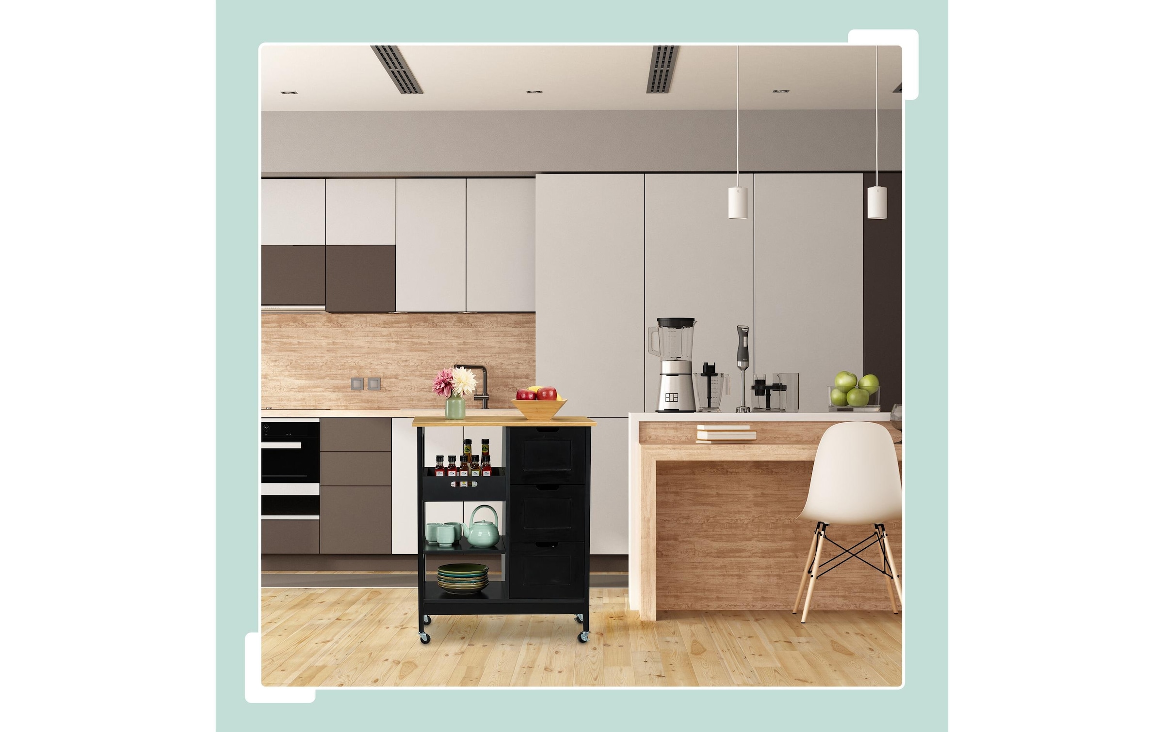 relaxdays Chariot de cuisine »Rollwagen mit Arbeitsplatte«