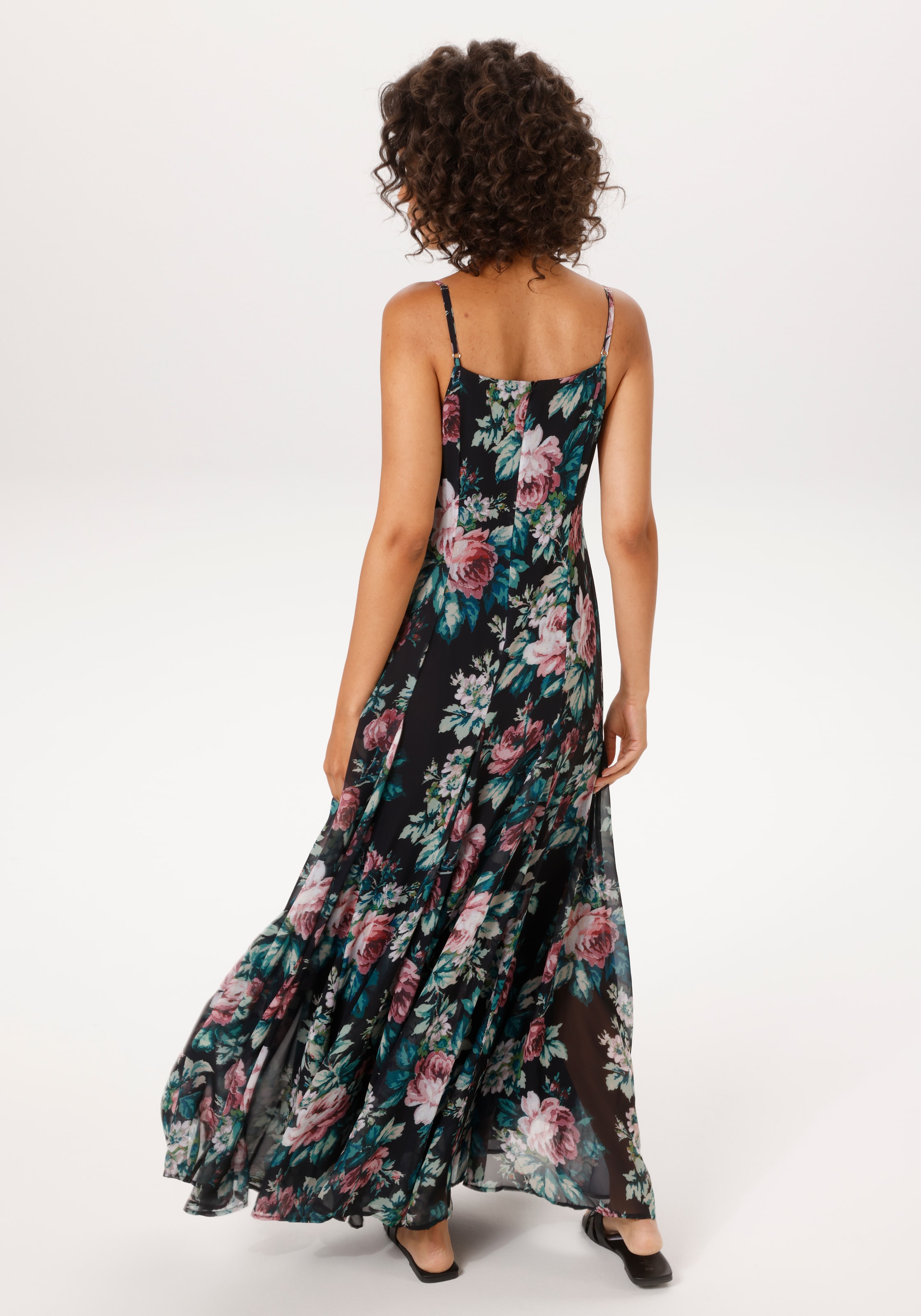 Aniston CASUAL Robe d'été im farbenfrohen Blumendruck - jedes Teil ein Unikat - NEUE KOLLEKTION