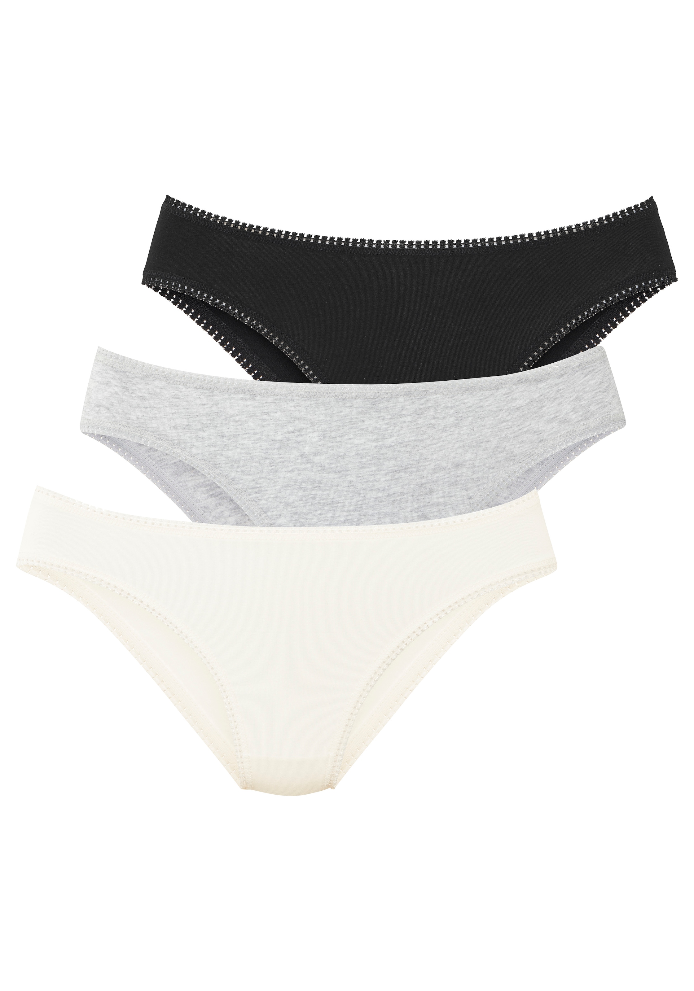 Image of LASCANA Jazz-Pants Slips 3er-Pack, mit Spitze am Beinabschluss, aus weichem und elastischem Jersey