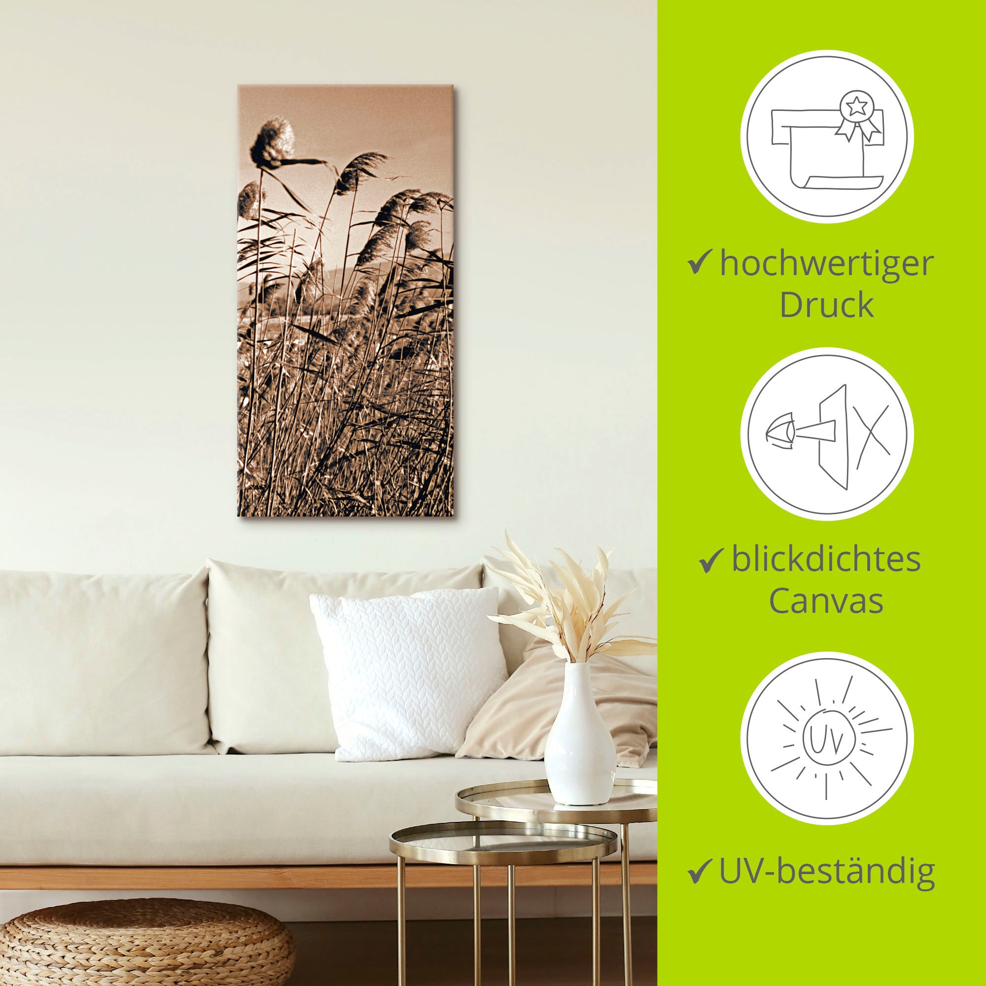 Artland Wandbild »Sepia Gräser II«, Gräser, (1 St.), als Leinwandbild in verschied. Grössen