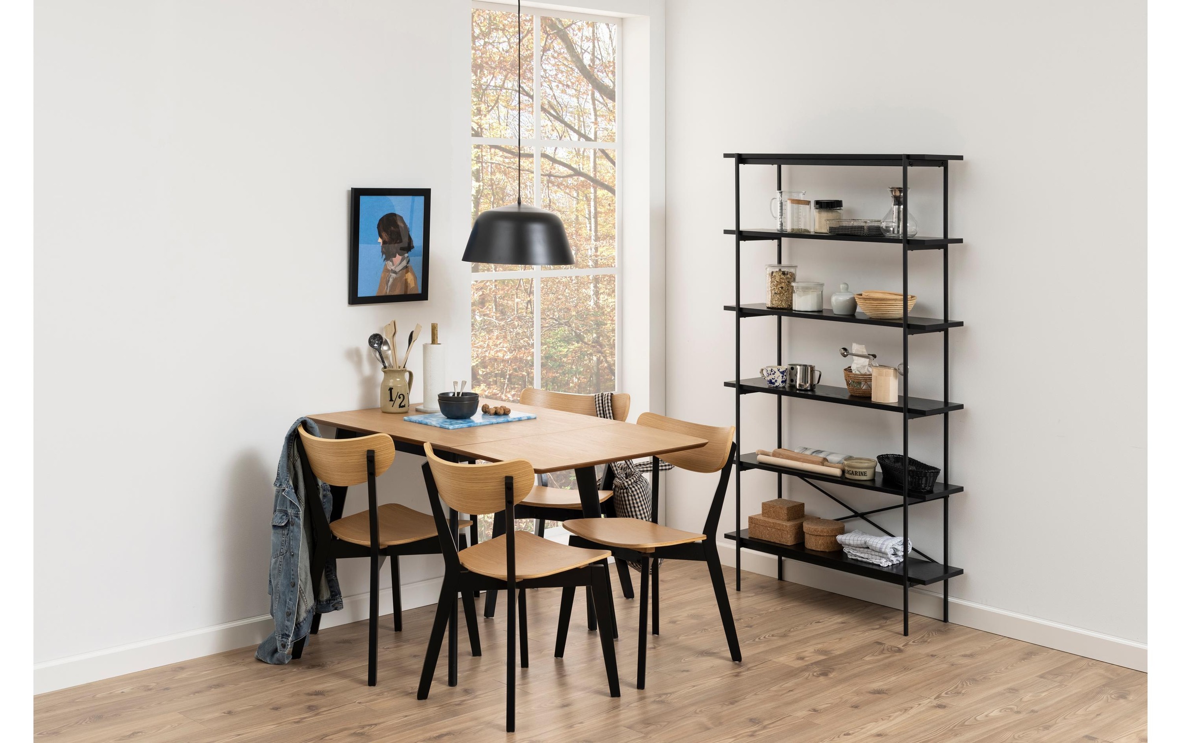 Roxby Extending Dining Table 80-120cm in Oak and  Black, none