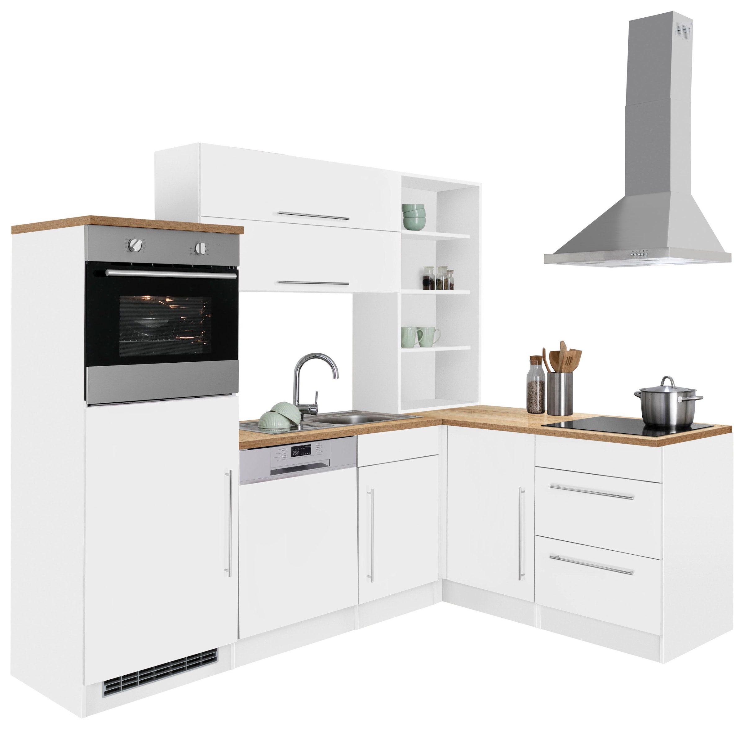 KOCHSTATION »KS-Samos« Largeur réglable 230x170 cm, avec appareils électriques en option, avec plan de travail