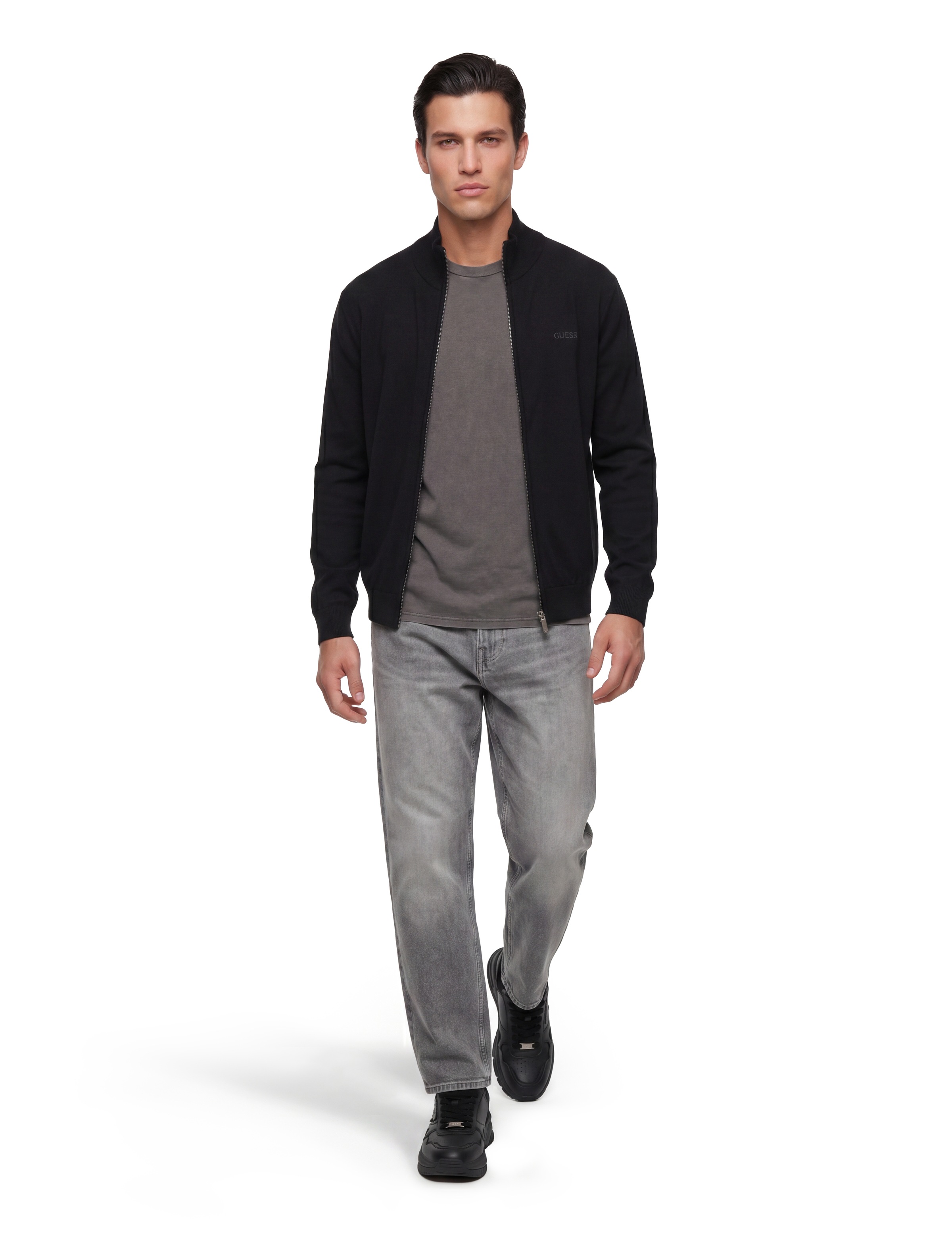 Guess Veste en tricot »MAGNUS« Stehkragen, Regular Fit, Eingrifftaschen