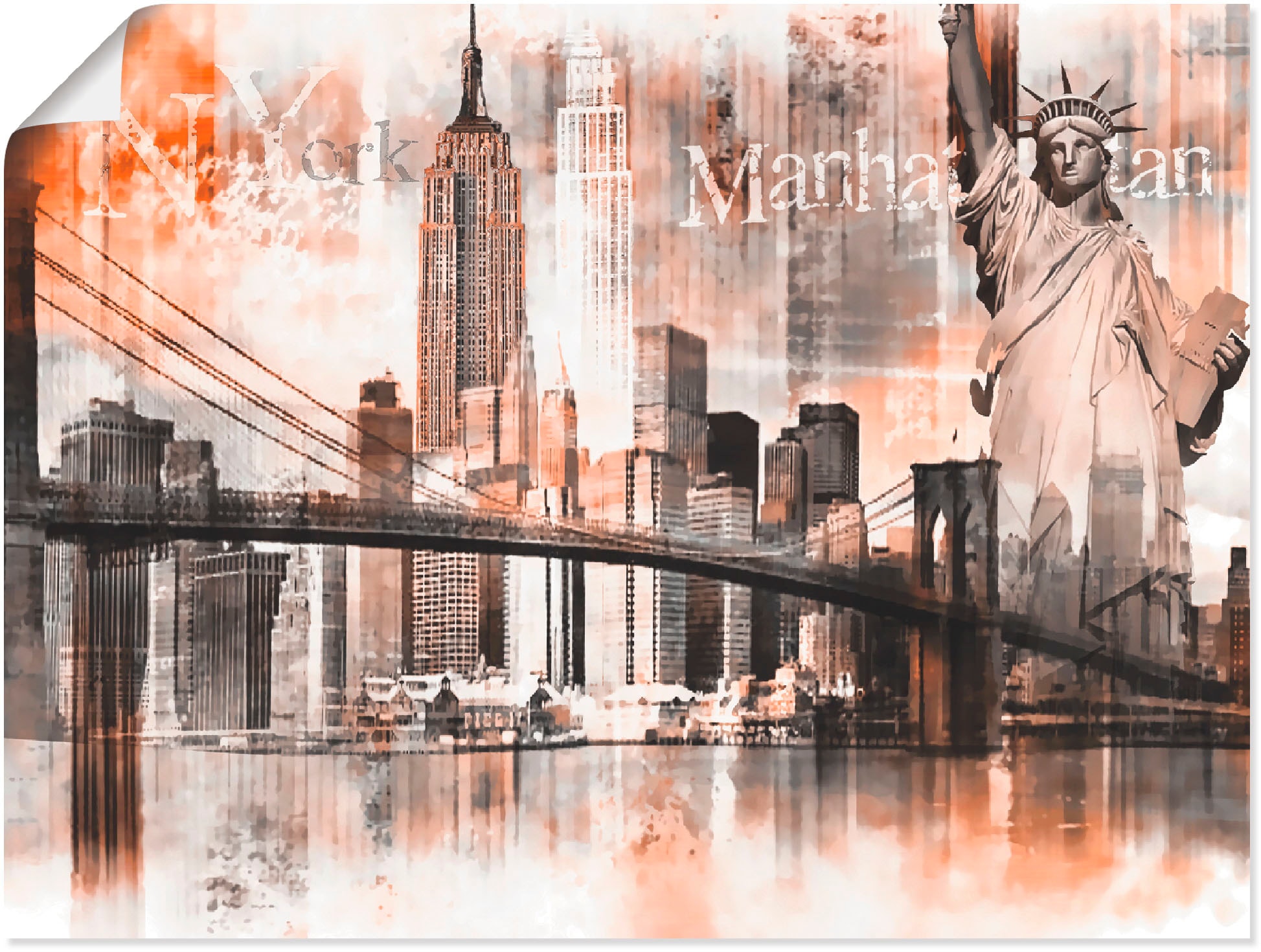 Artland Wandbild »New York Skyline Collage V«, Amerika, (1 St.), als  Leinwandbild, Wandaufkleber oder Poster in versch. Grössen acheter  confortablement | Poster