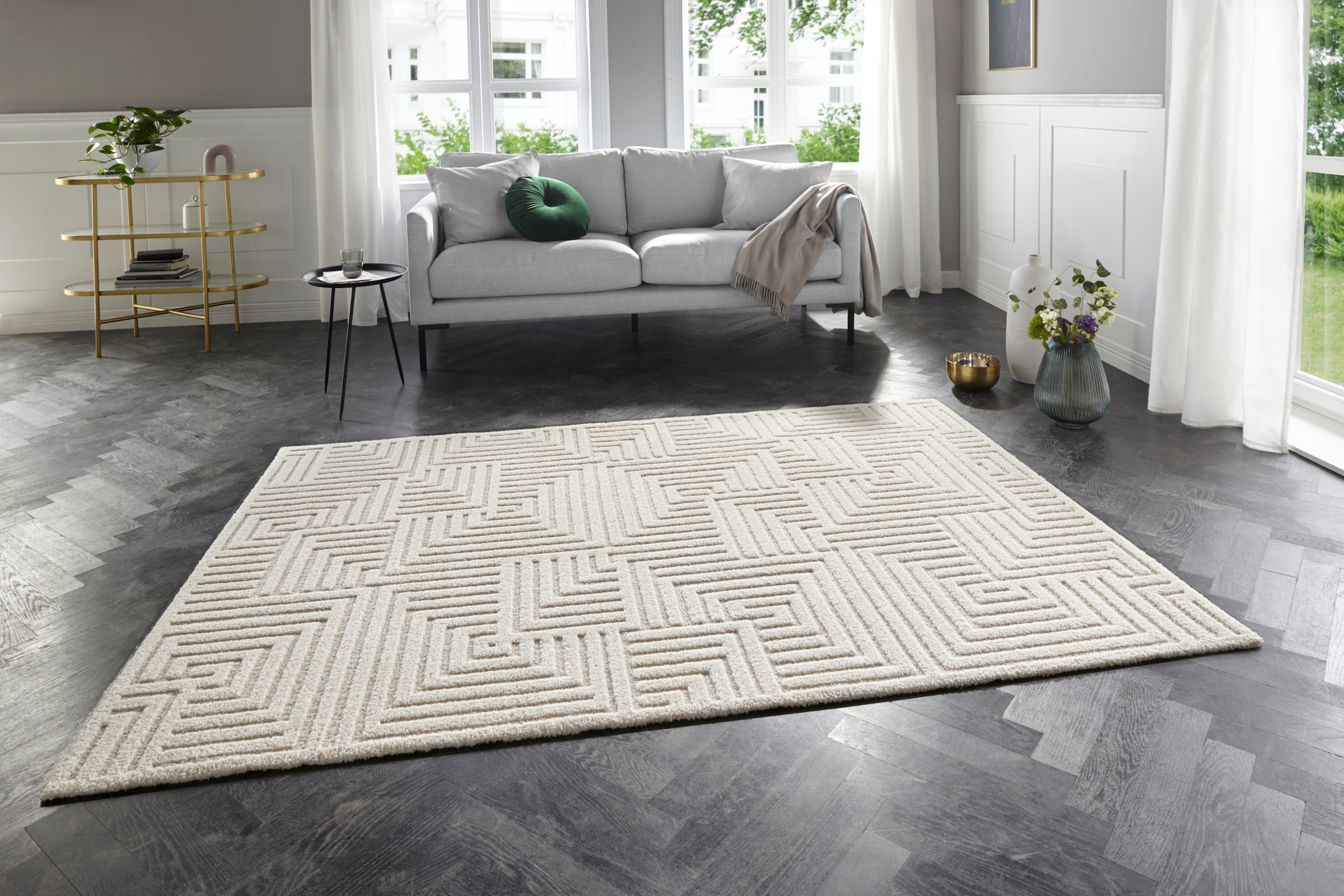 Image of ELLE DECORATION Designteppich "Manipu" rechteckig 14 mm Höhe Flauschiger Kurzflor, Hoch Tief Effekt, Modern, Weich, Wohnzimmer