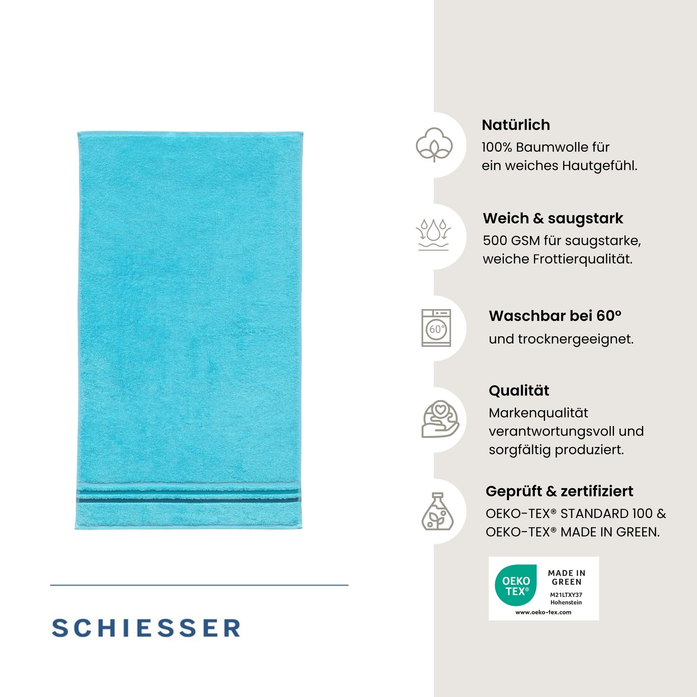Schiesser Gaestehandtuecher "Skyline Color aus 100 % Baumwolle mit eleganter Streifenbordüre" OEKO-TEX MADE IN GREEN