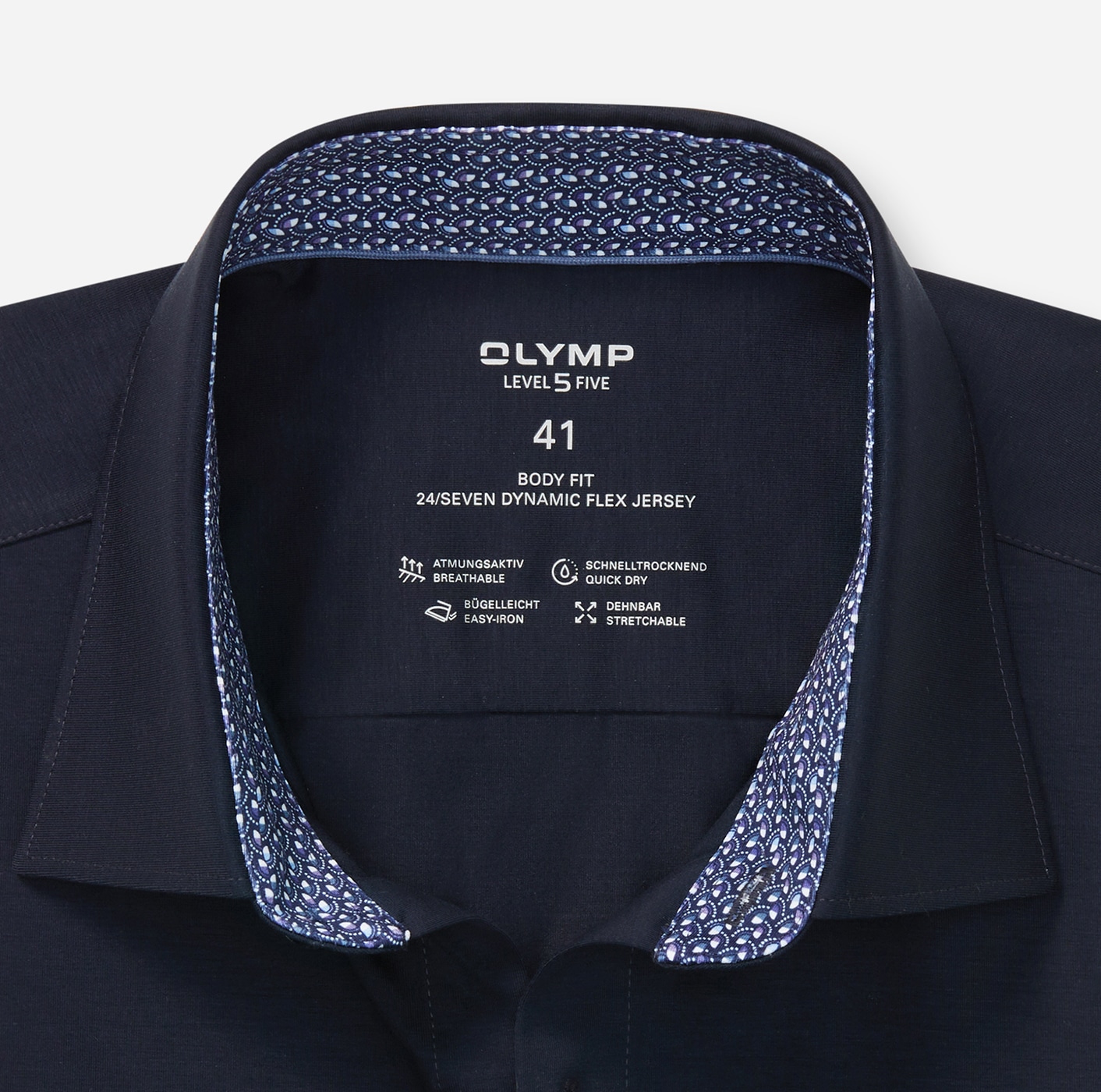 OLYMP Chemise à manches longues »24/Seven - Level Five« Jerseyhemd, Businesshemd, body fit, New York Kentkragen