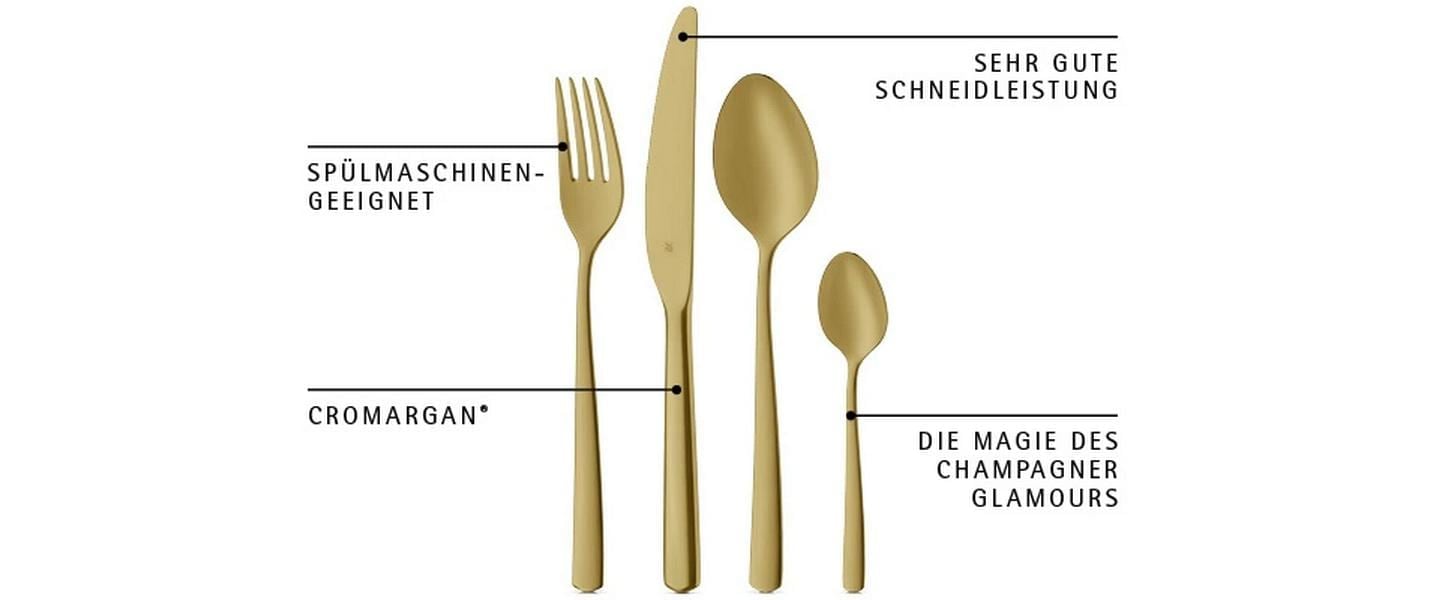 WMF Set de couverts »Boston in edler Optik, ergonomische Haptik, Messer mit Wellenschliff« optimale Schärfe, rostfrei, edel, hochwertiger Besteckkasten
