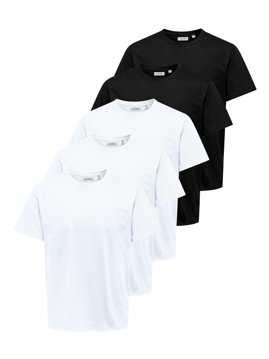 Image of ONLY & SONS Rundhalsshirt "ONSJEFF REG SS TEE 5-PACK OTL" Packung, 5 tlg.