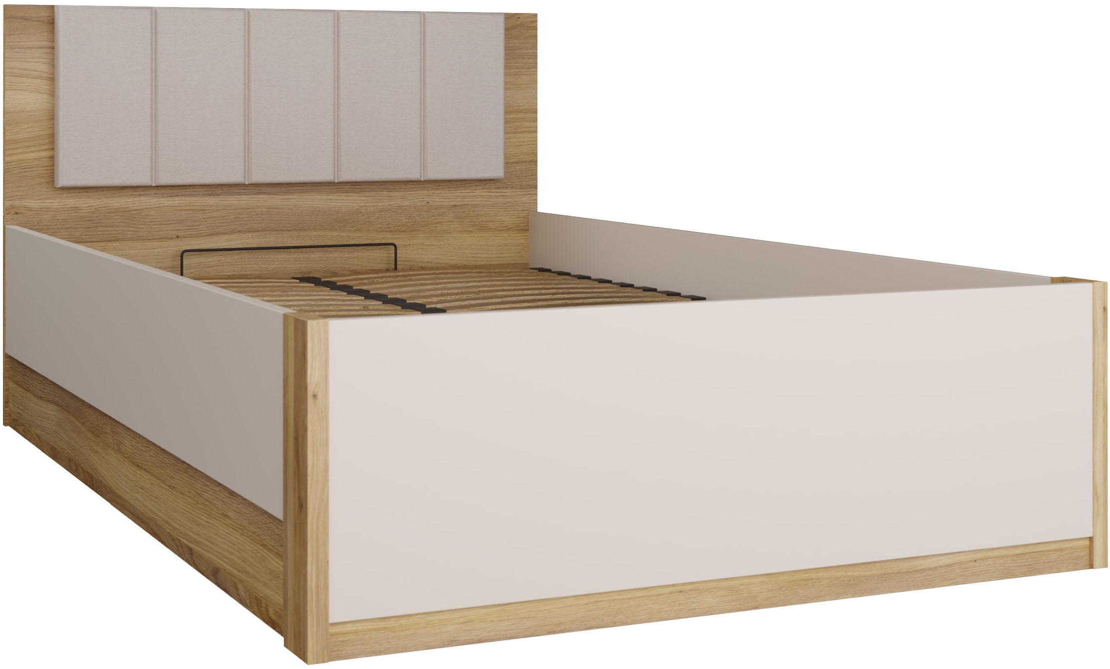 Image of FORTE Bettgestell "Oak Squere" B/H/T :125,8/90/205,2 cm aufklappbarer Lattenrost, Stauraum