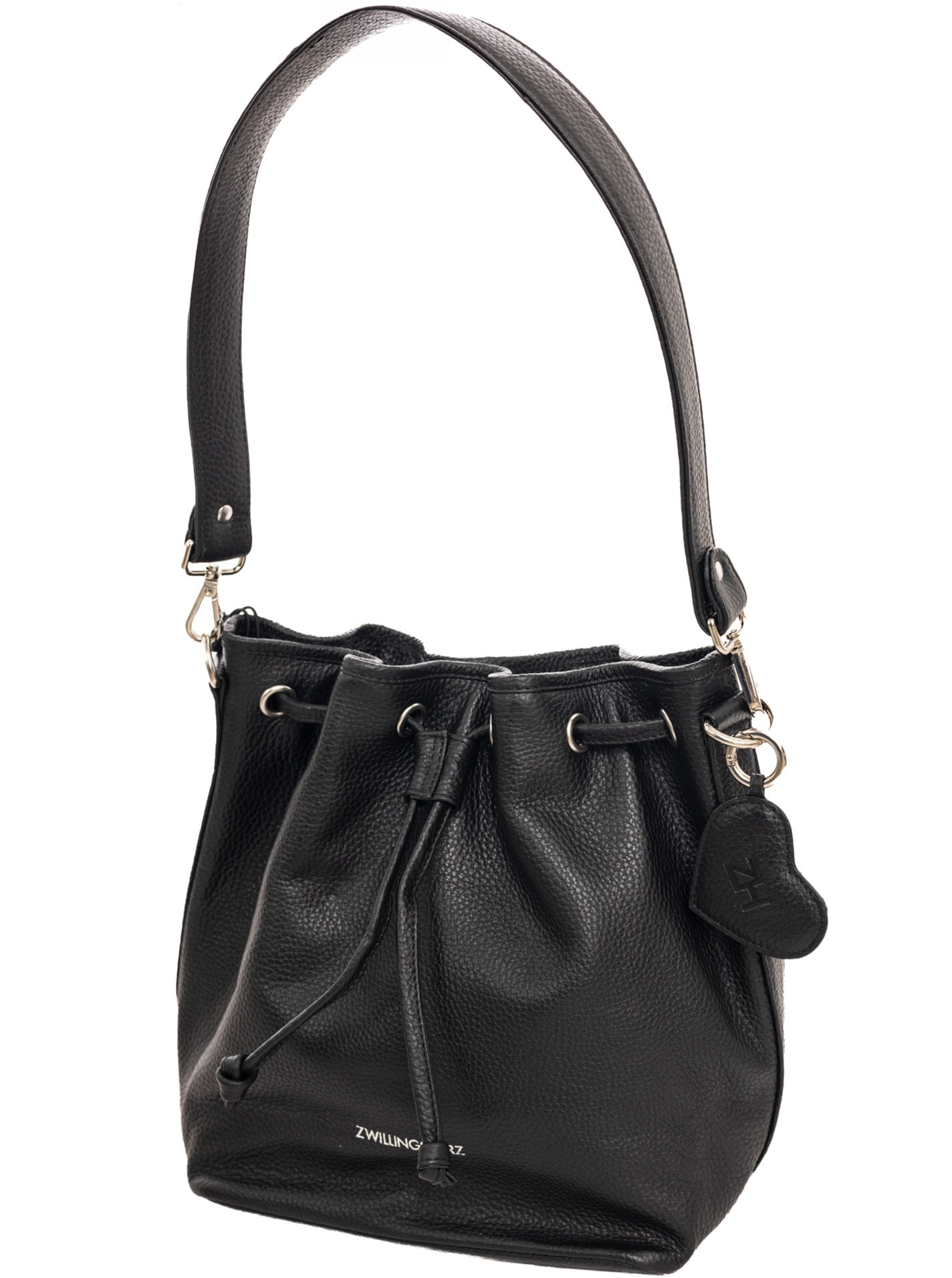 Zwillingsherz Beuteltasche »"Drawstring Bag"« Beuteldesign, Kordelzug-Verschluss, softes Leder, Herz-Anhänger