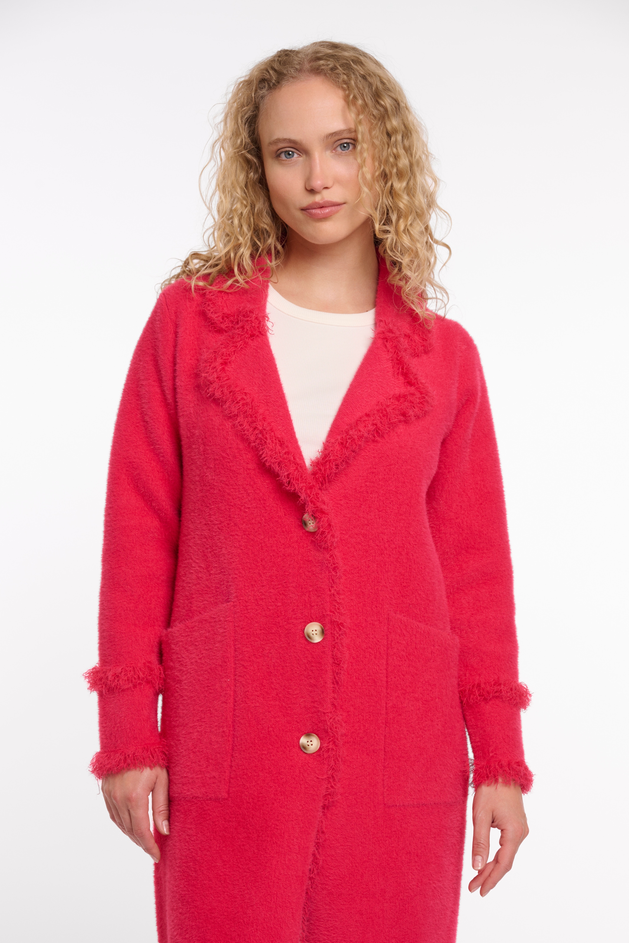 Rino & Pelle Cardigan long »CATENA« avec détails à franges et boutons