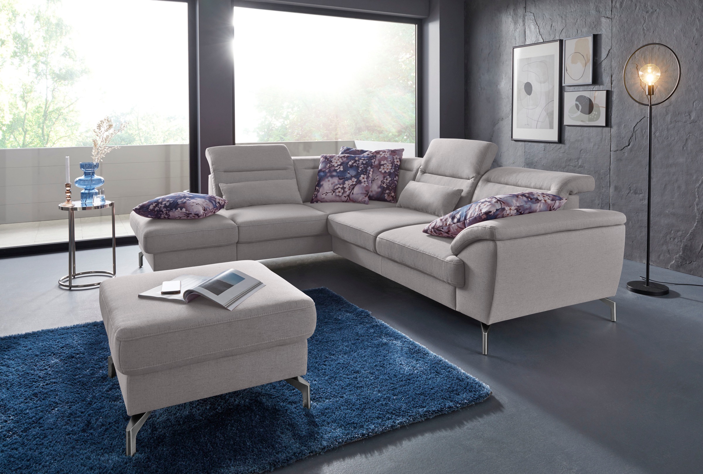 sit&more Ecksofa »Percy L-Form«, 15 cm Fusshöhe, Sitztiefenverstellung, wahlweise in 2 Fussfarben