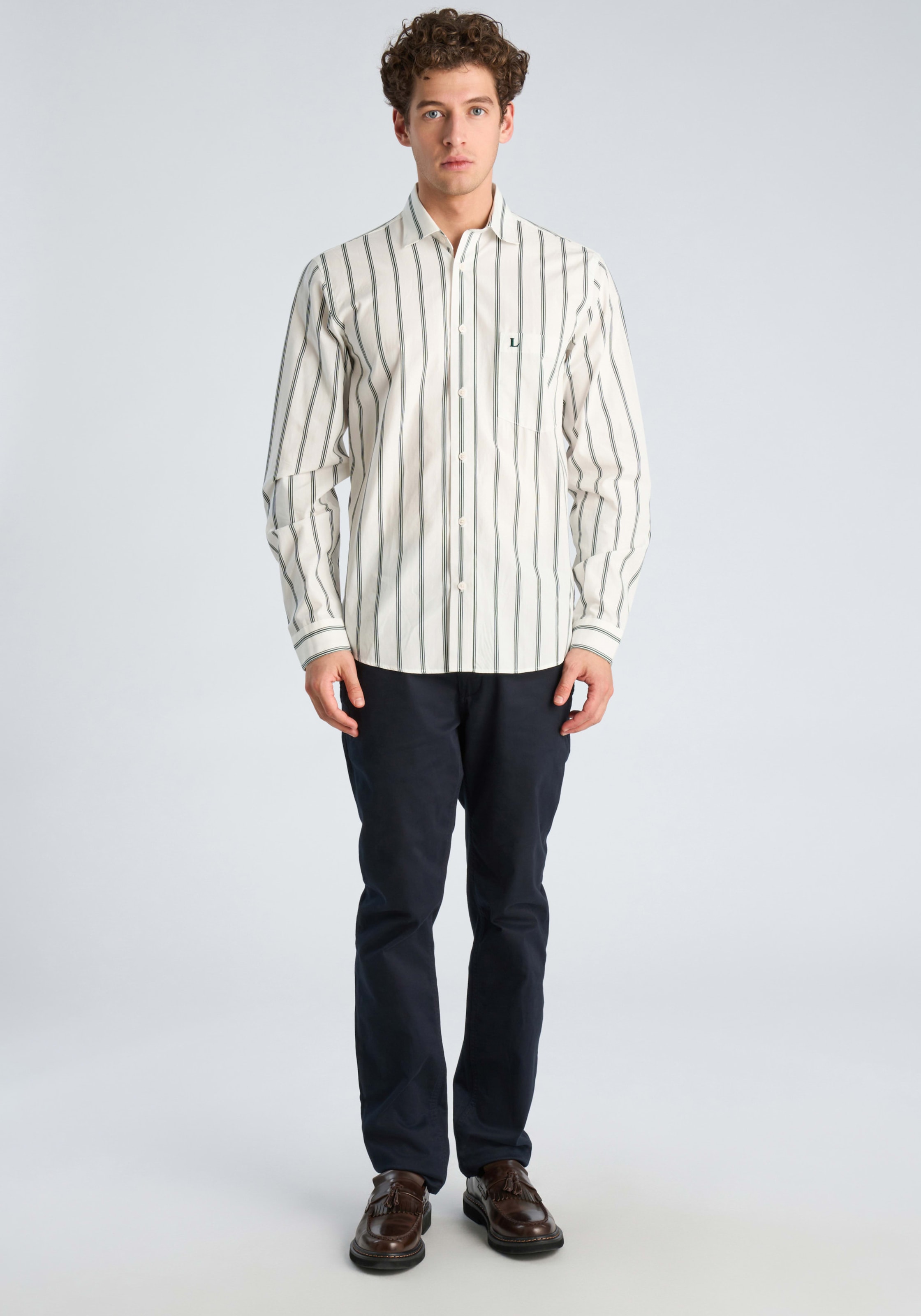 LINDBERGH Chemise à manches longues avec design à rayures / coton