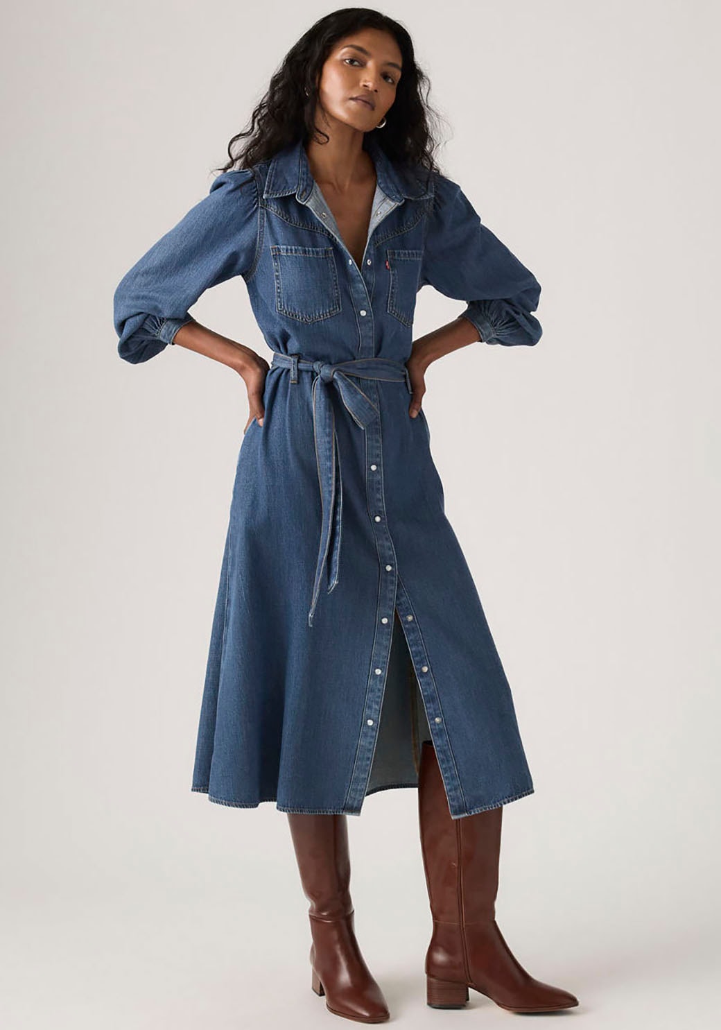 Levi's® Robe en jean »JOURNEY LS MAXI DRESS« Poches pour les mains mit Bindegürtel