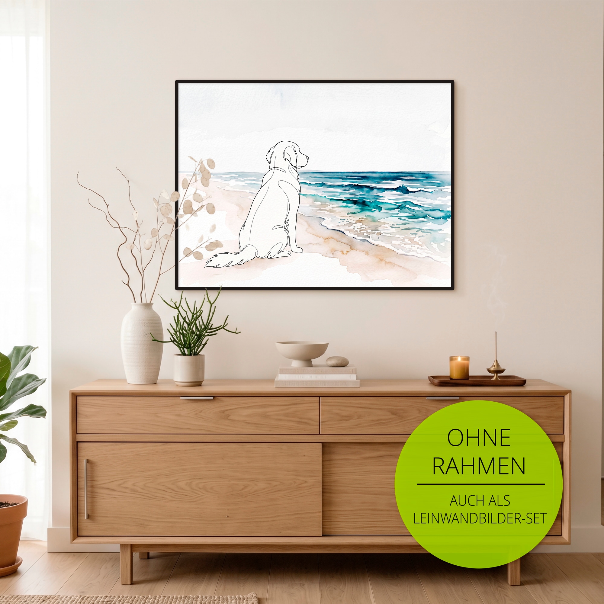 GOODproduct Wandbild »Hund am Meer« Hundebilder 1 Stk. tlg. als Poster oder Leinwandbild in versch. Grössen