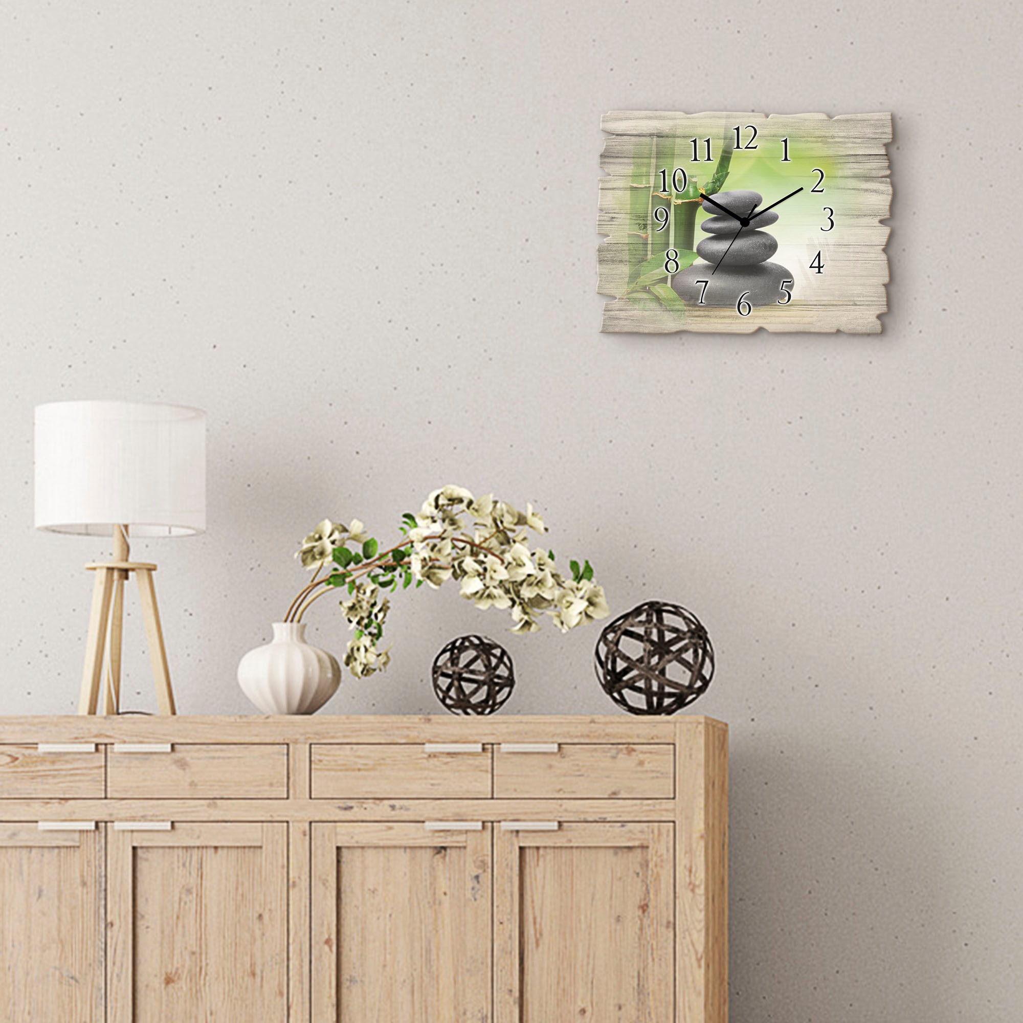 Artland Horloge murale »Spa Konzept Zen Basaltsteine« wahlweise mit Quarz- oder Funkuhrwerk, lautlos ohne Tickgeräusche