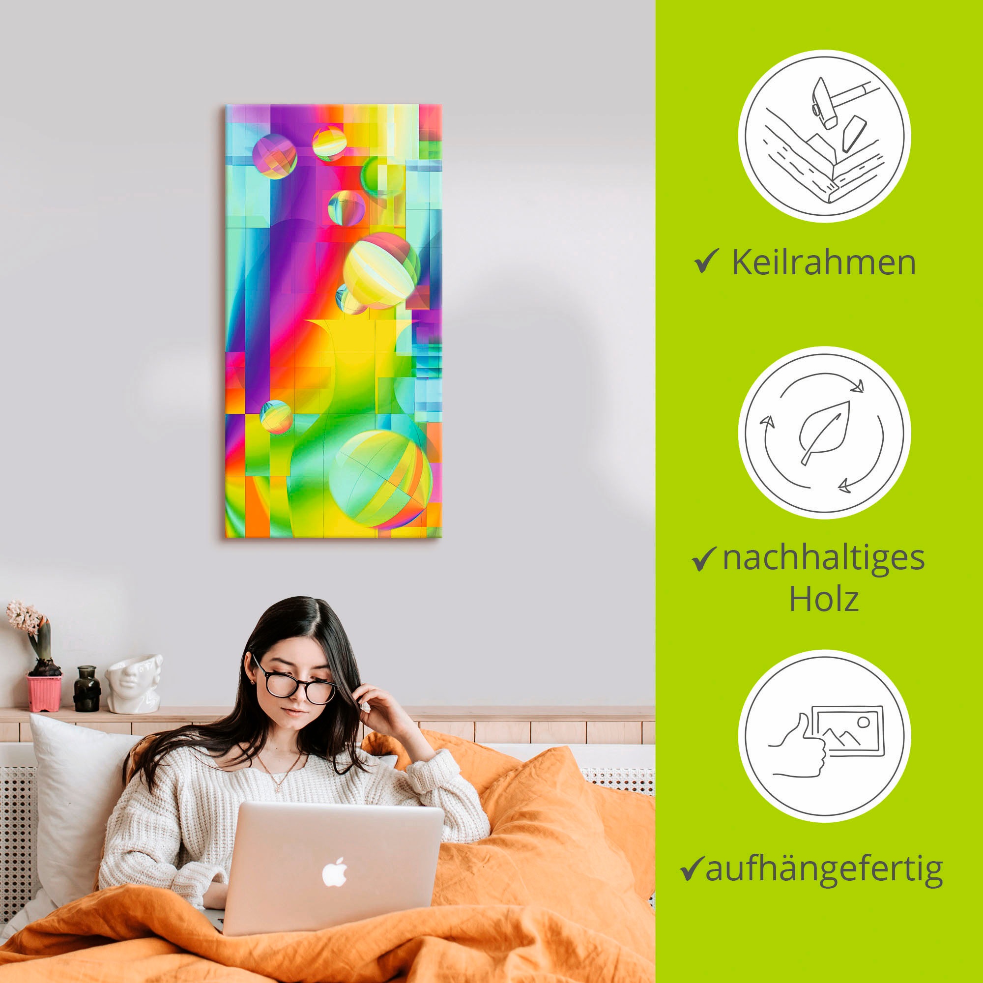 Artland Leinwandbild »Farbige Freude«, Muster, (1 St.), auf Keilrahmen gespannt