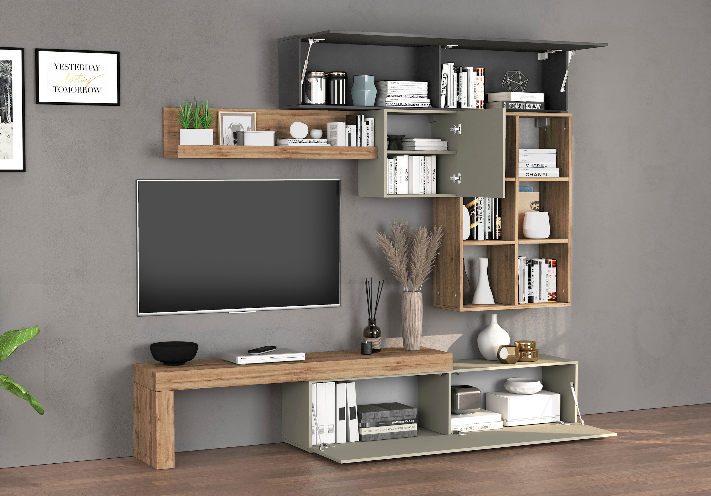 GOODproduct Wohnwand »Chronos Wohnwand, Medienwand, 5-er set« 5 Stk. tlg.