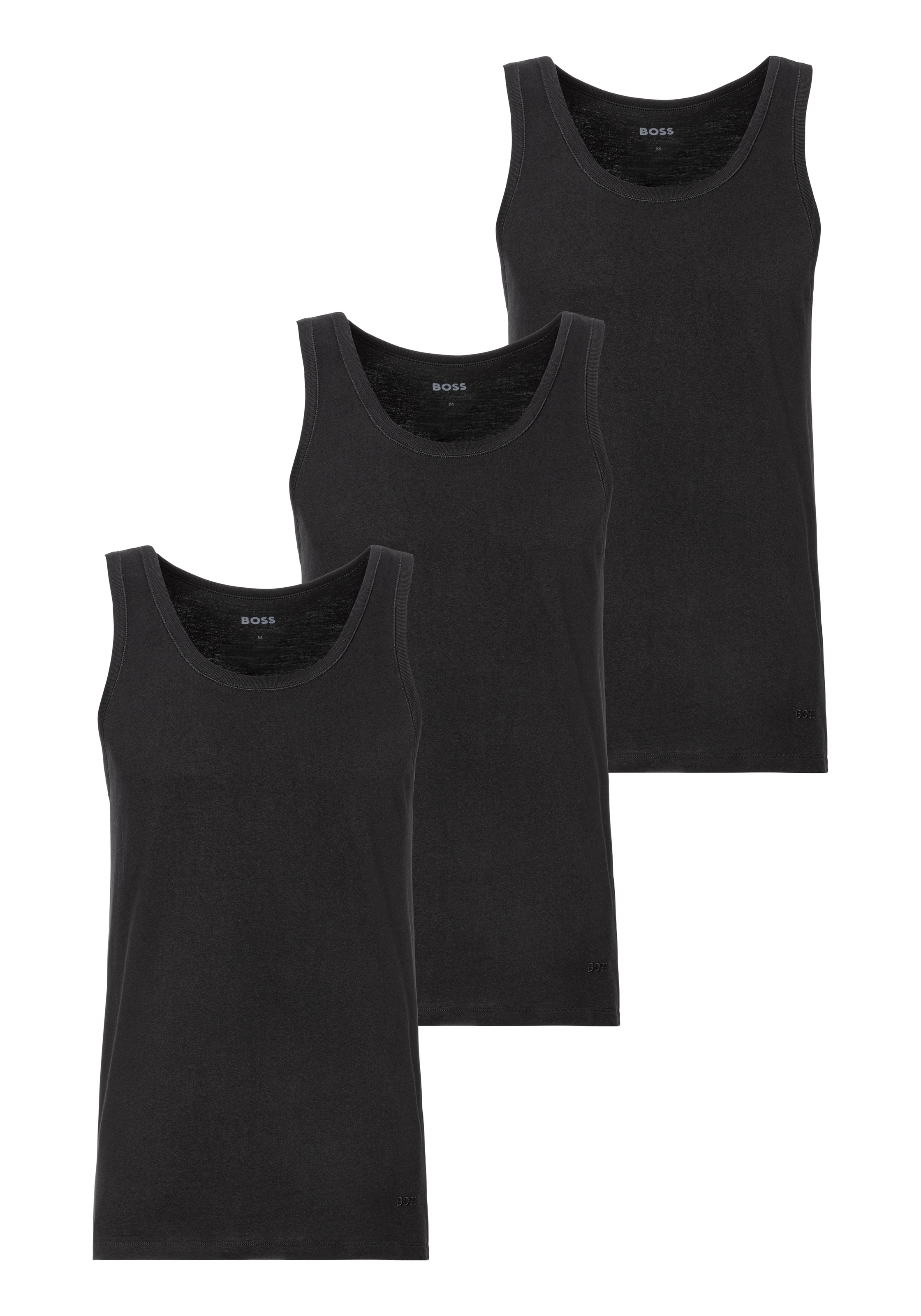 BOSS Unterhemd »Tank Top 3P CO«, (Packung, 3 St.), mit Rippbündchen